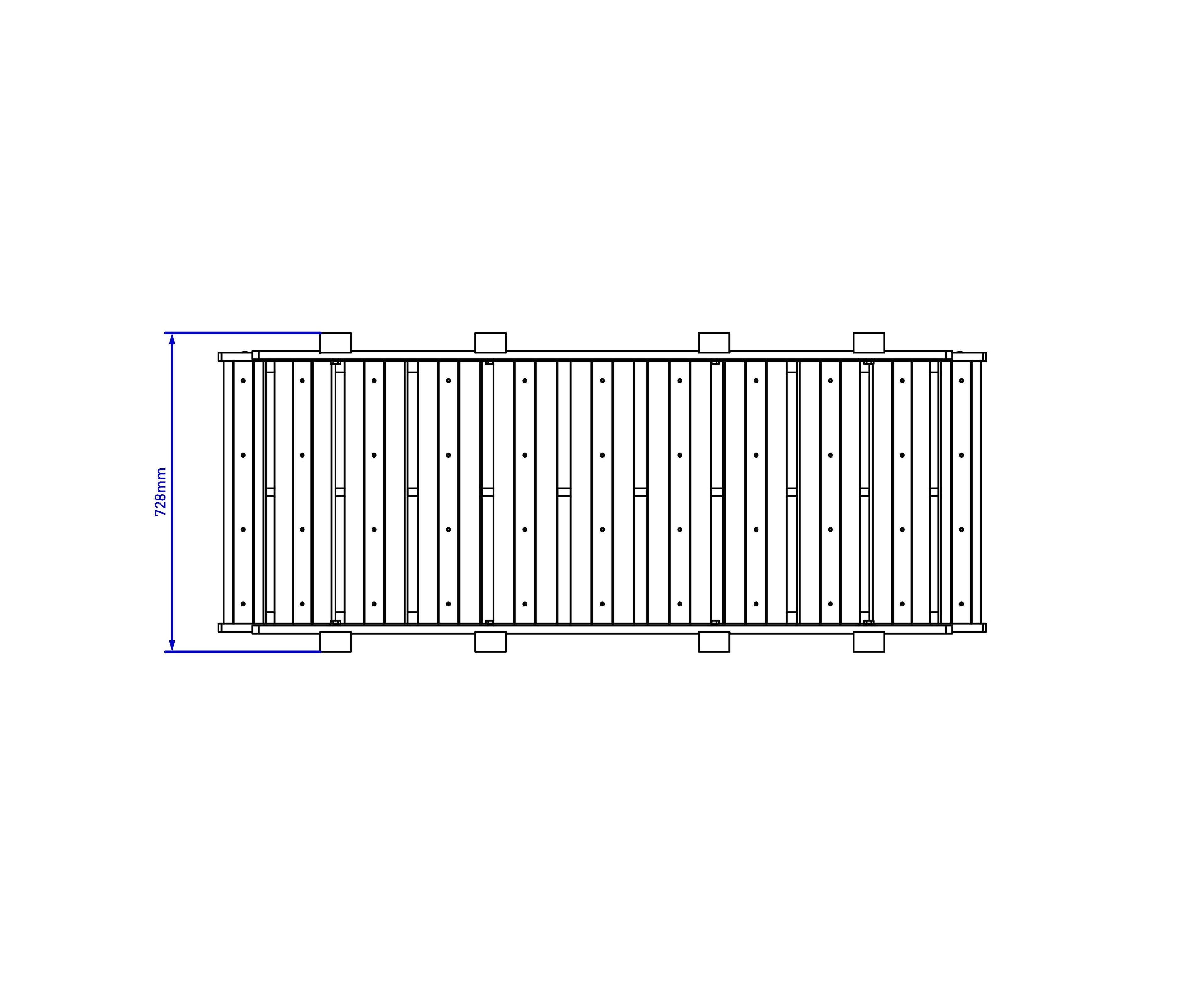 2D plan view drawing of the play bridge with handrails on white background 