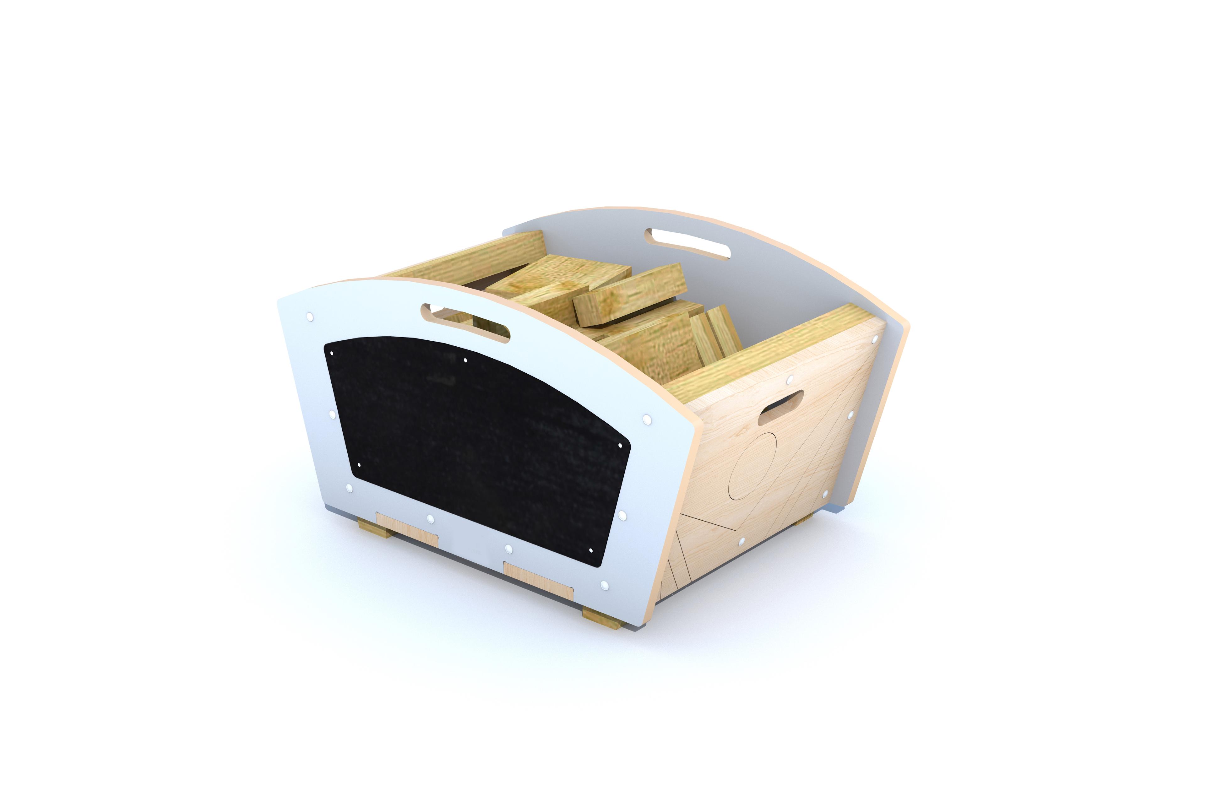 3D render image of the Mini Construction Skip with Play Blocks on white background