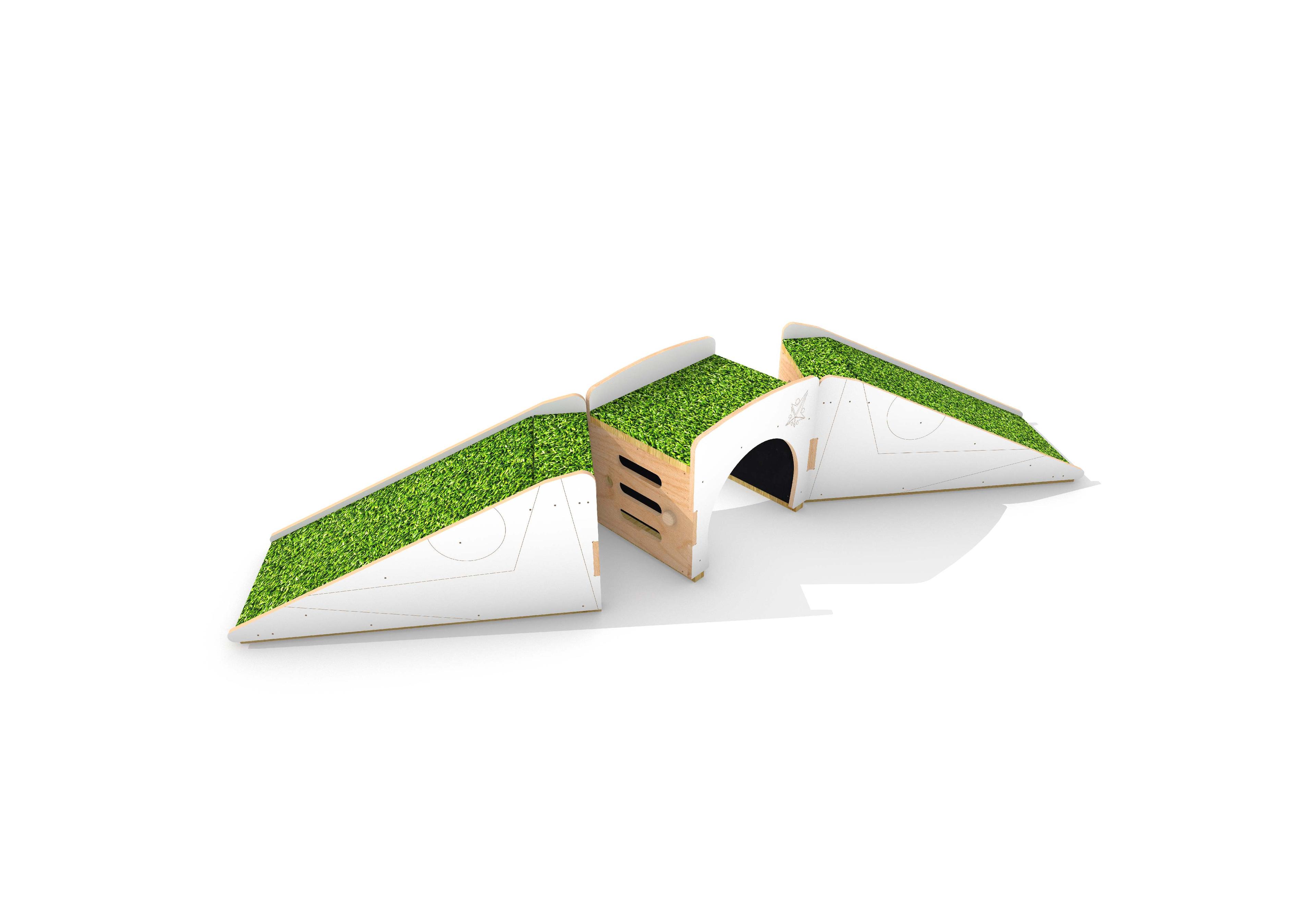 3D render image of the Up and Under Blocks Ramp & Ramp on white background