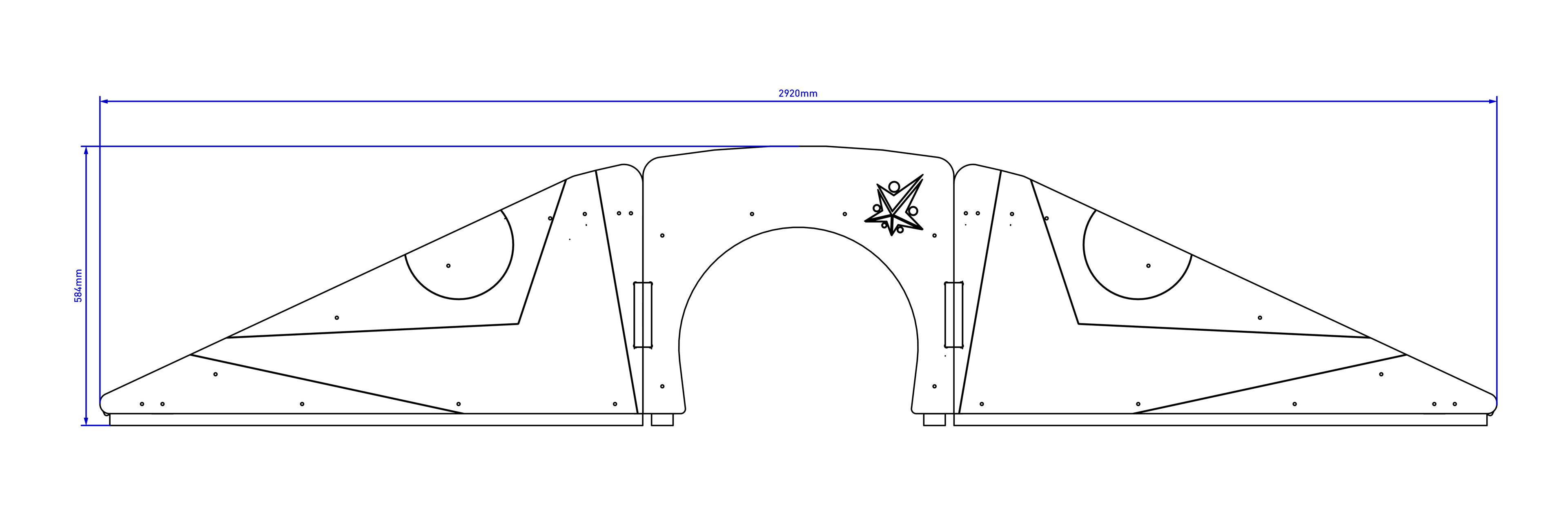 2D elevated view drawing of the Up and Under Blocks Ramp & Ramp on white background