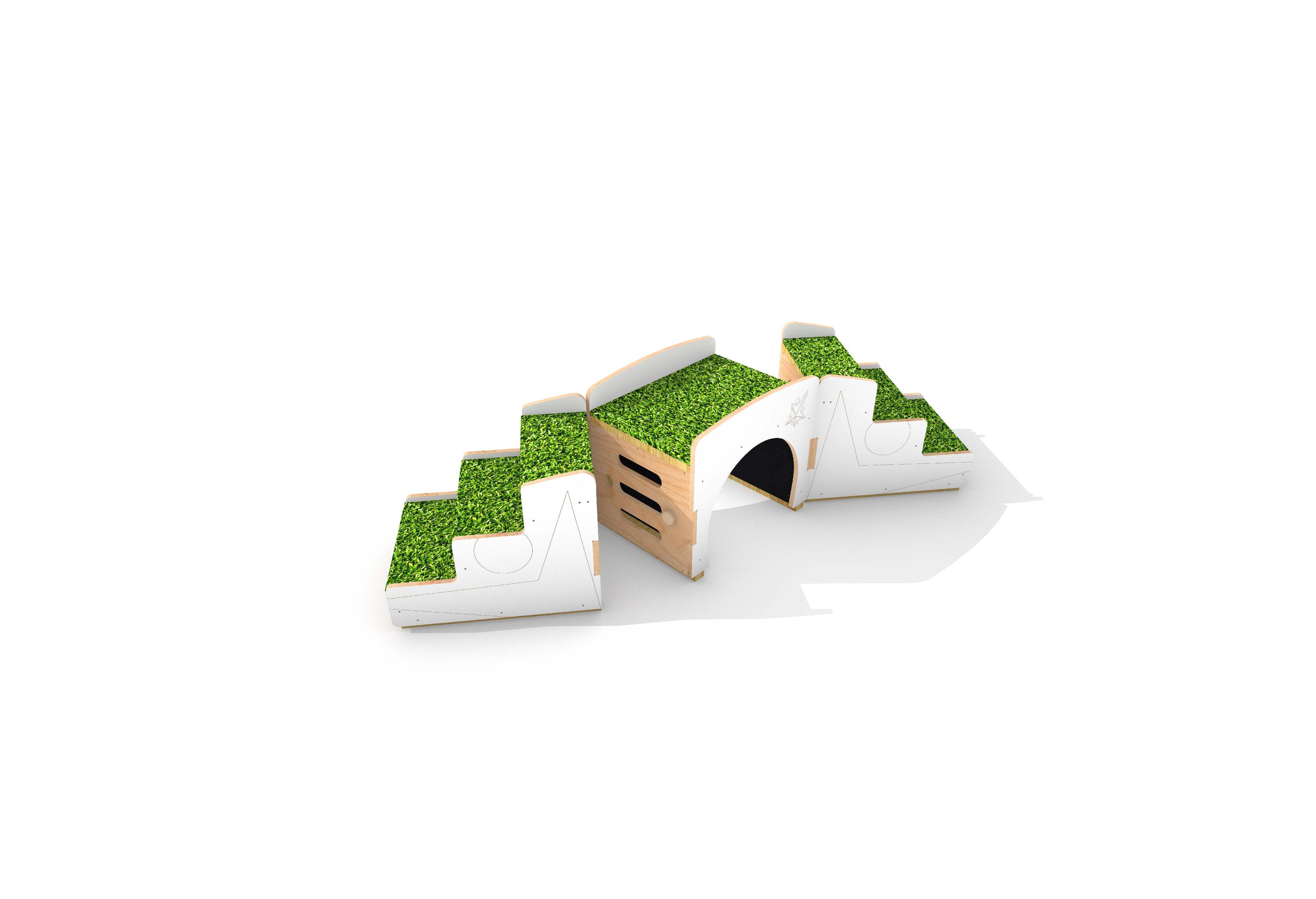 3D render image of the Up and Under Blocks Stair & Stair on white background