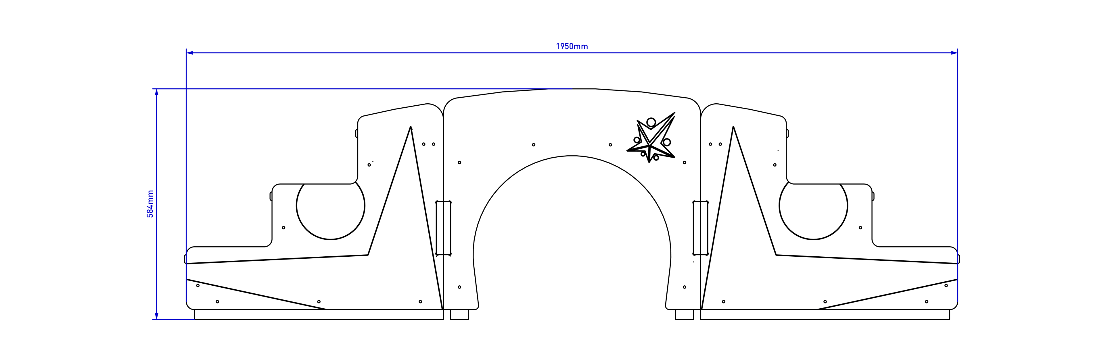 2D elevated view drawing of the Up and Under Blocks Stair & Stair on white background
