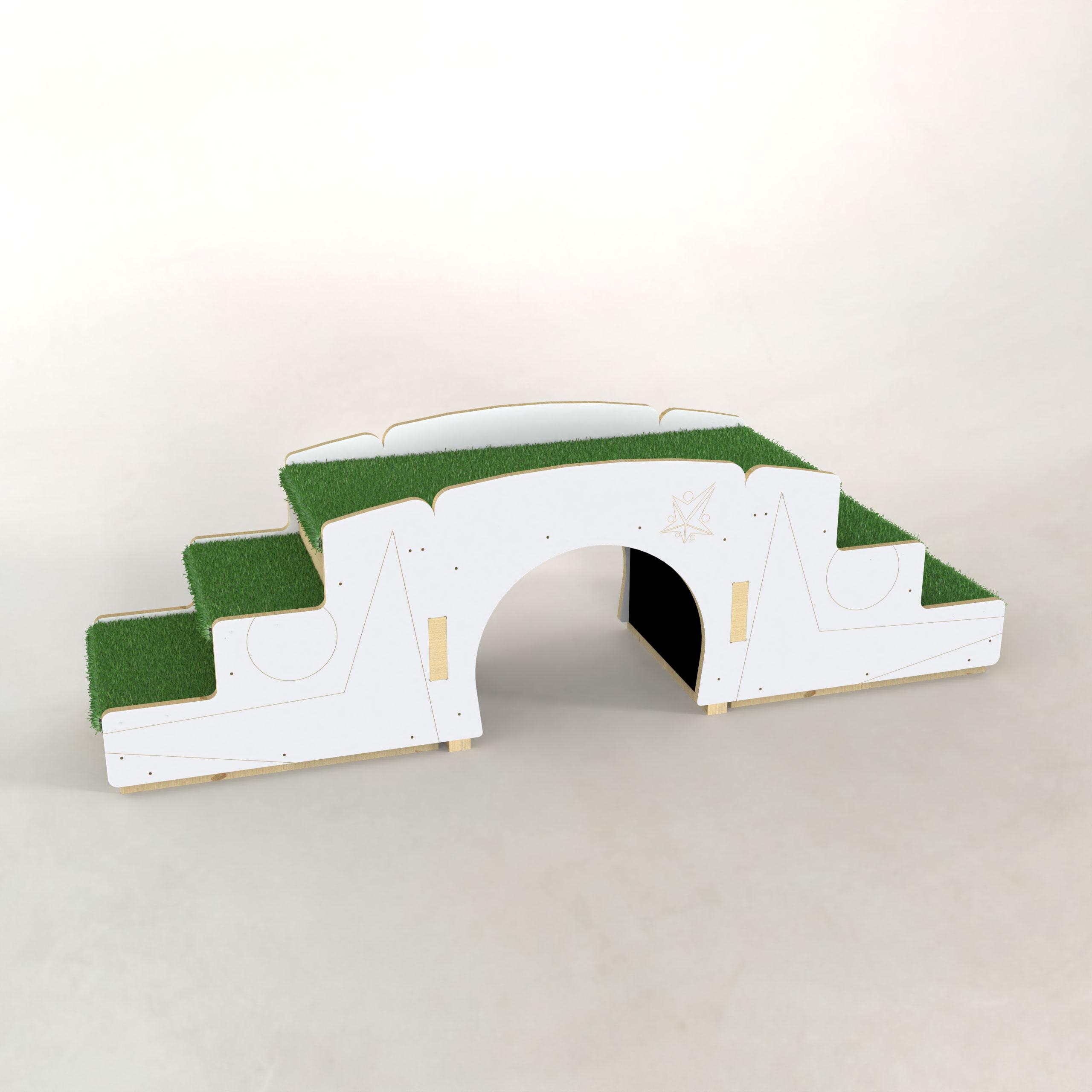 A 3D visualisation of the Up and Under - Stair and Stair set, connected together to form a bridge.