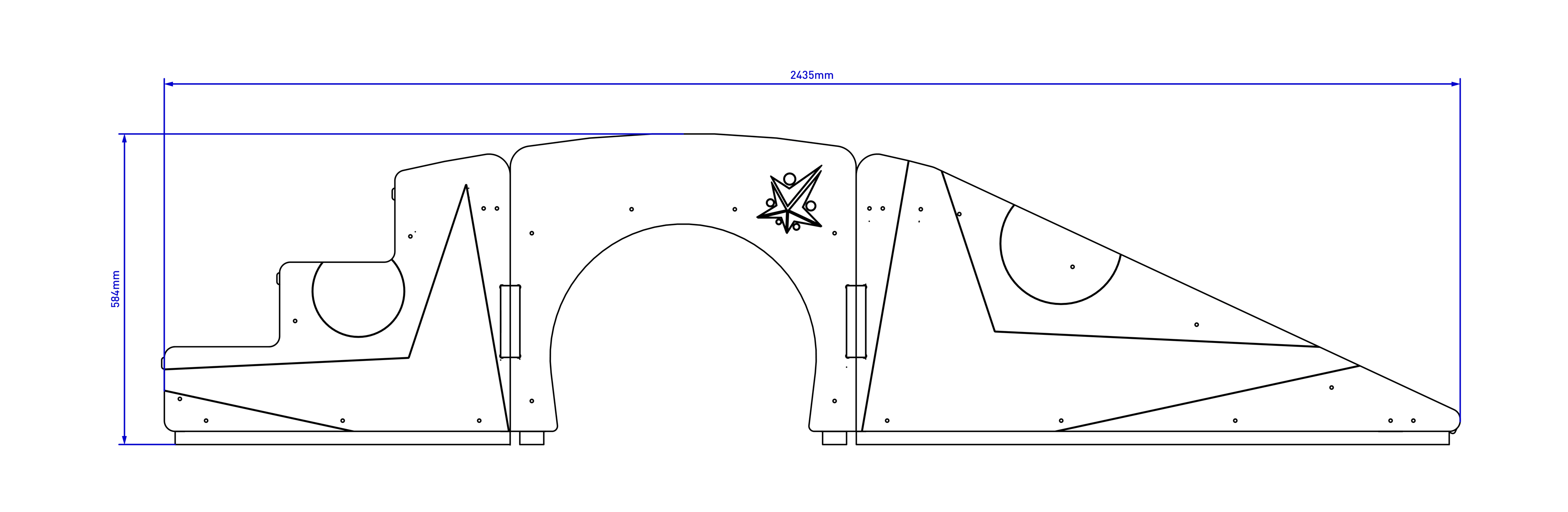 2D elevated view drawing of the Up and Under Blocks Ramp & Stair on white background