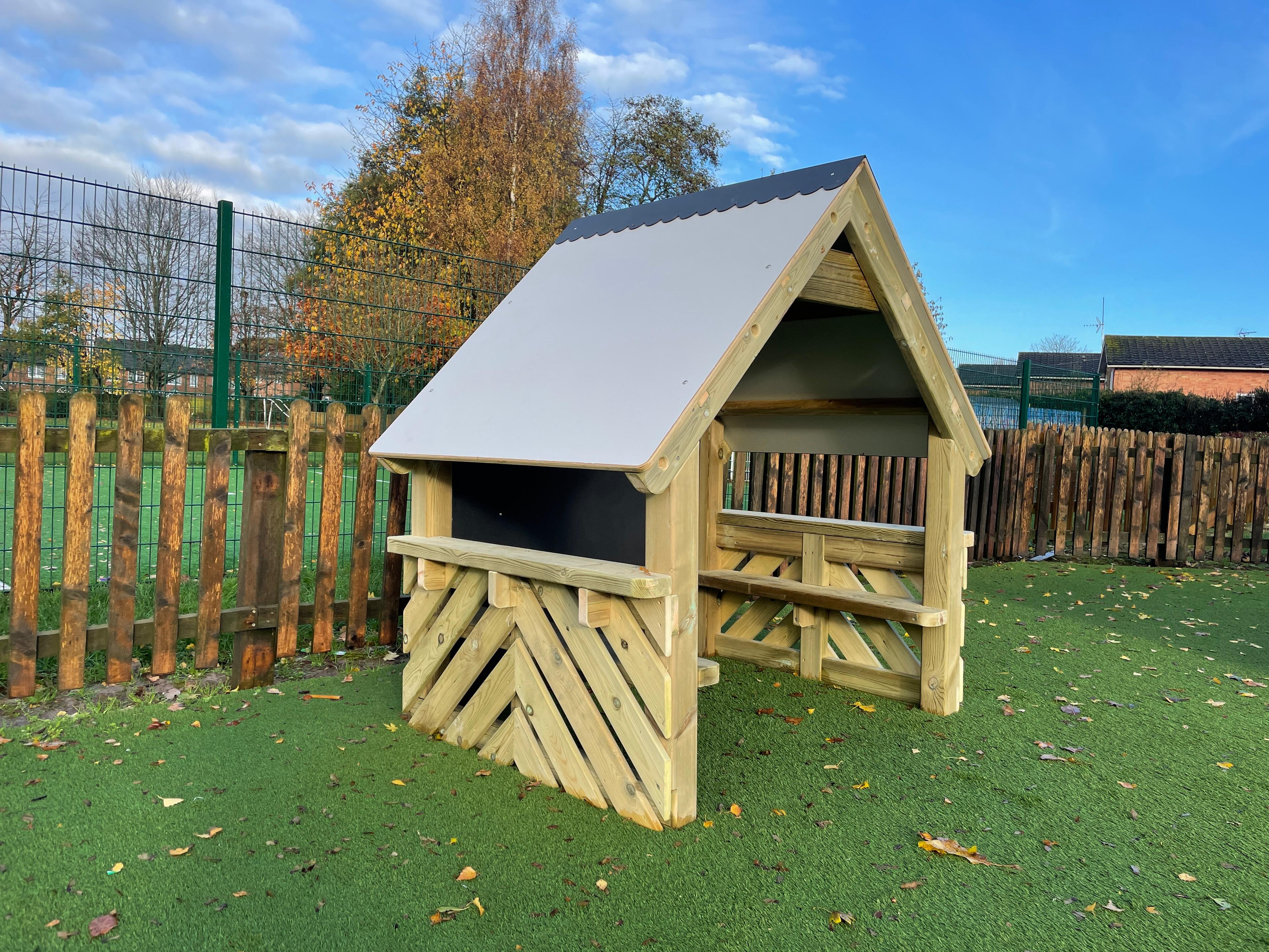 A playhouse in an eyfs playground