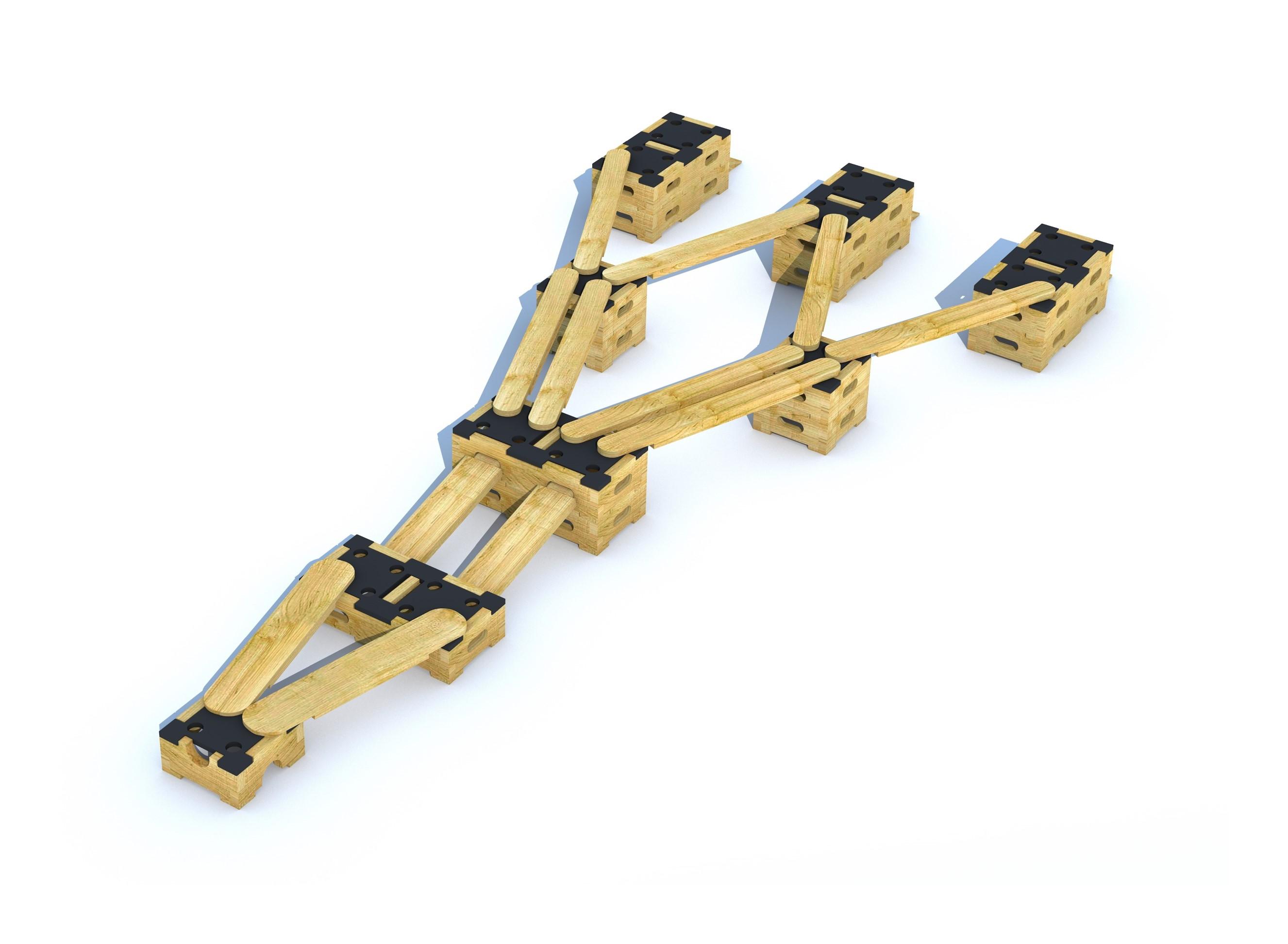 A rocket made from freely moveable playground equipment 
