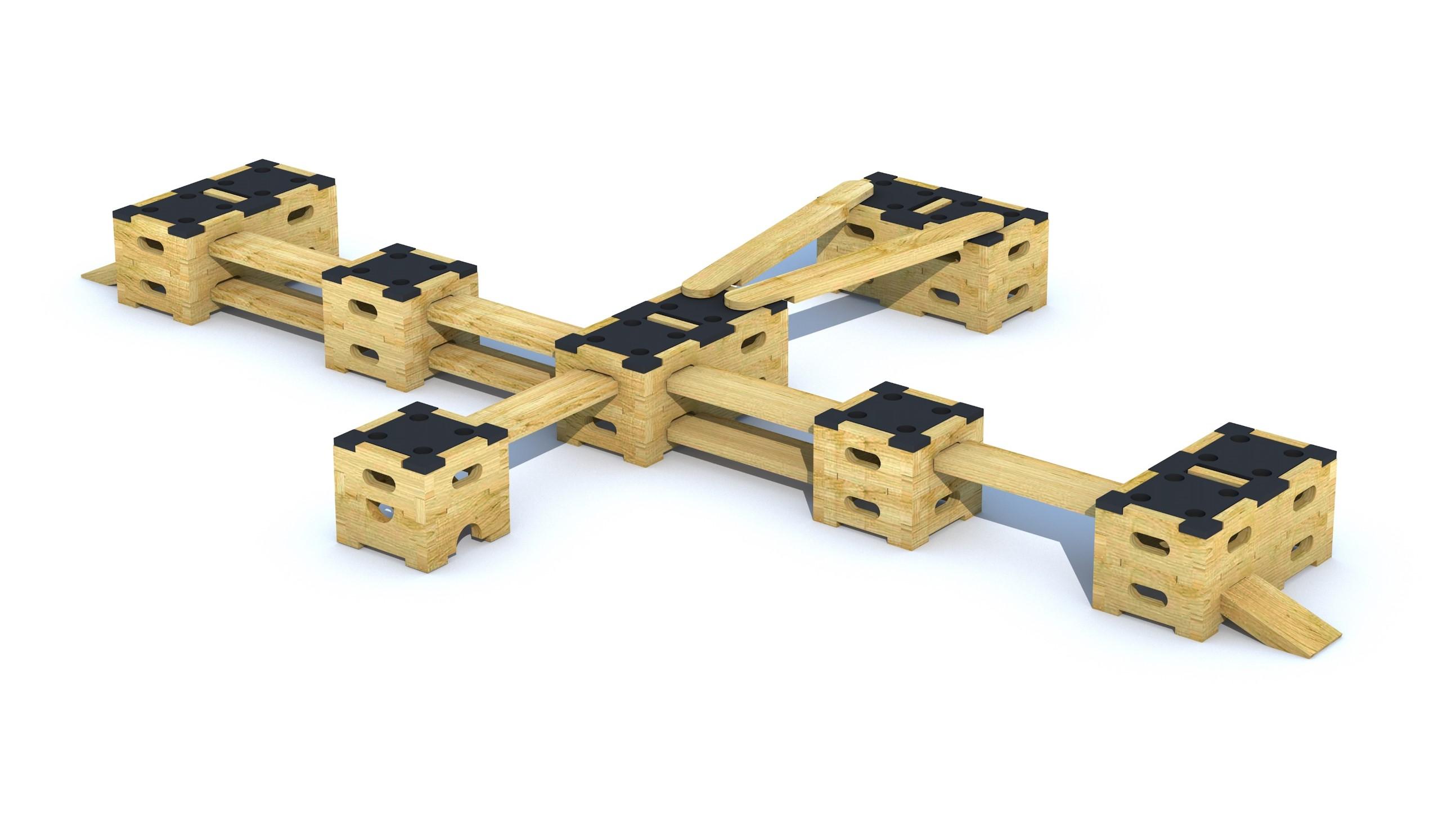 A plane made out of the play builder engineer set 