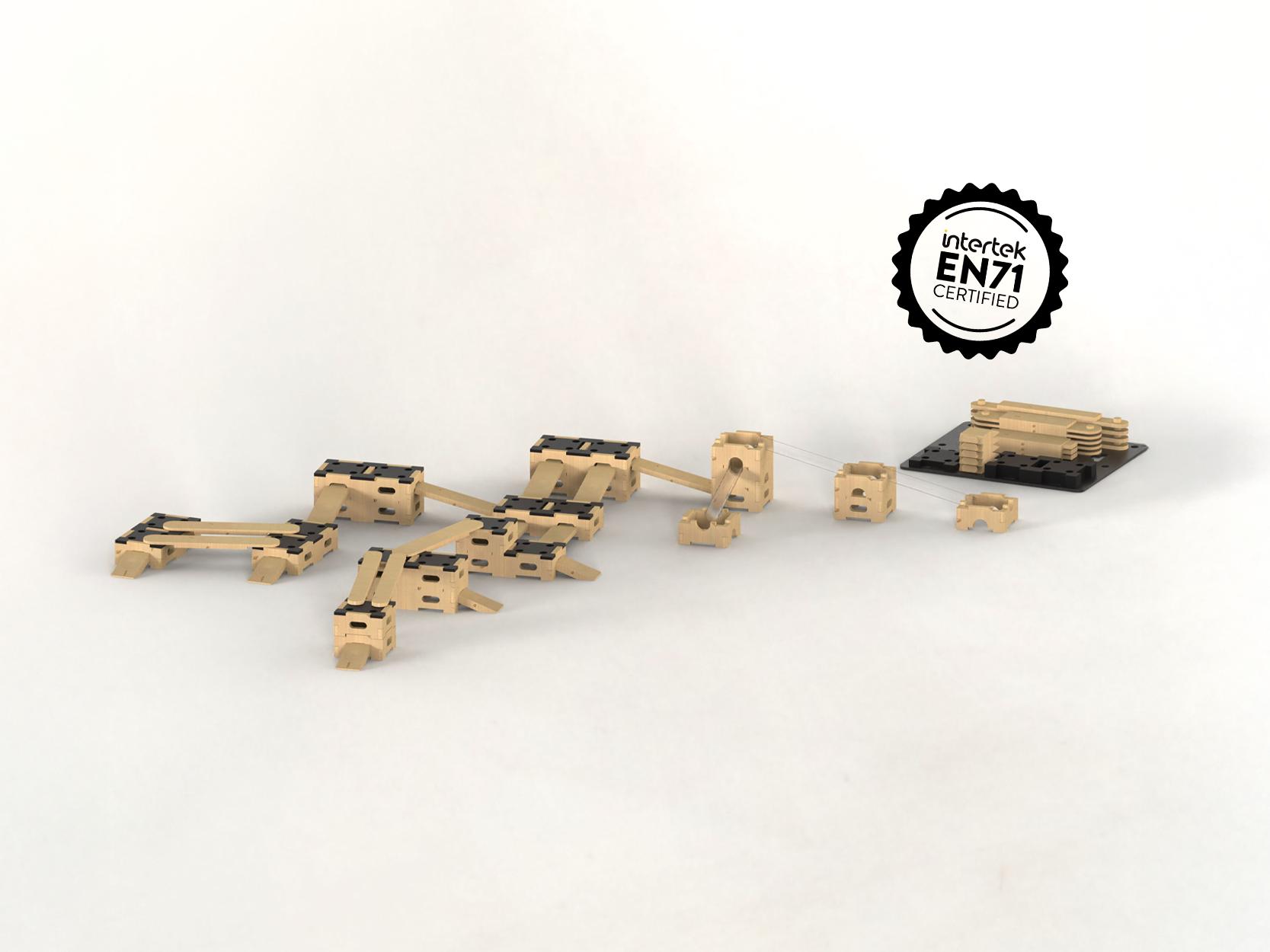 A 3D visualisation of an obstacle course created from the Play Builder Engineer set.