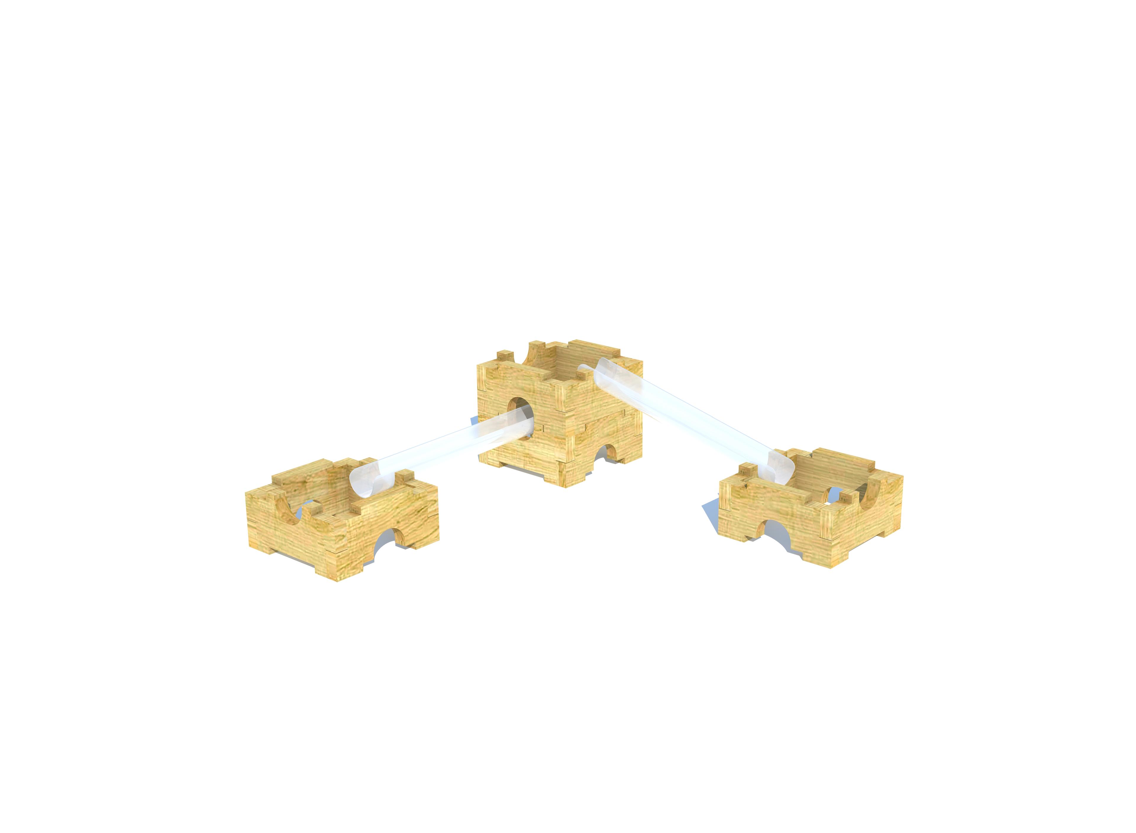 A 3D render of the Play Builder Water Play Set, showcasing all of the included parts.