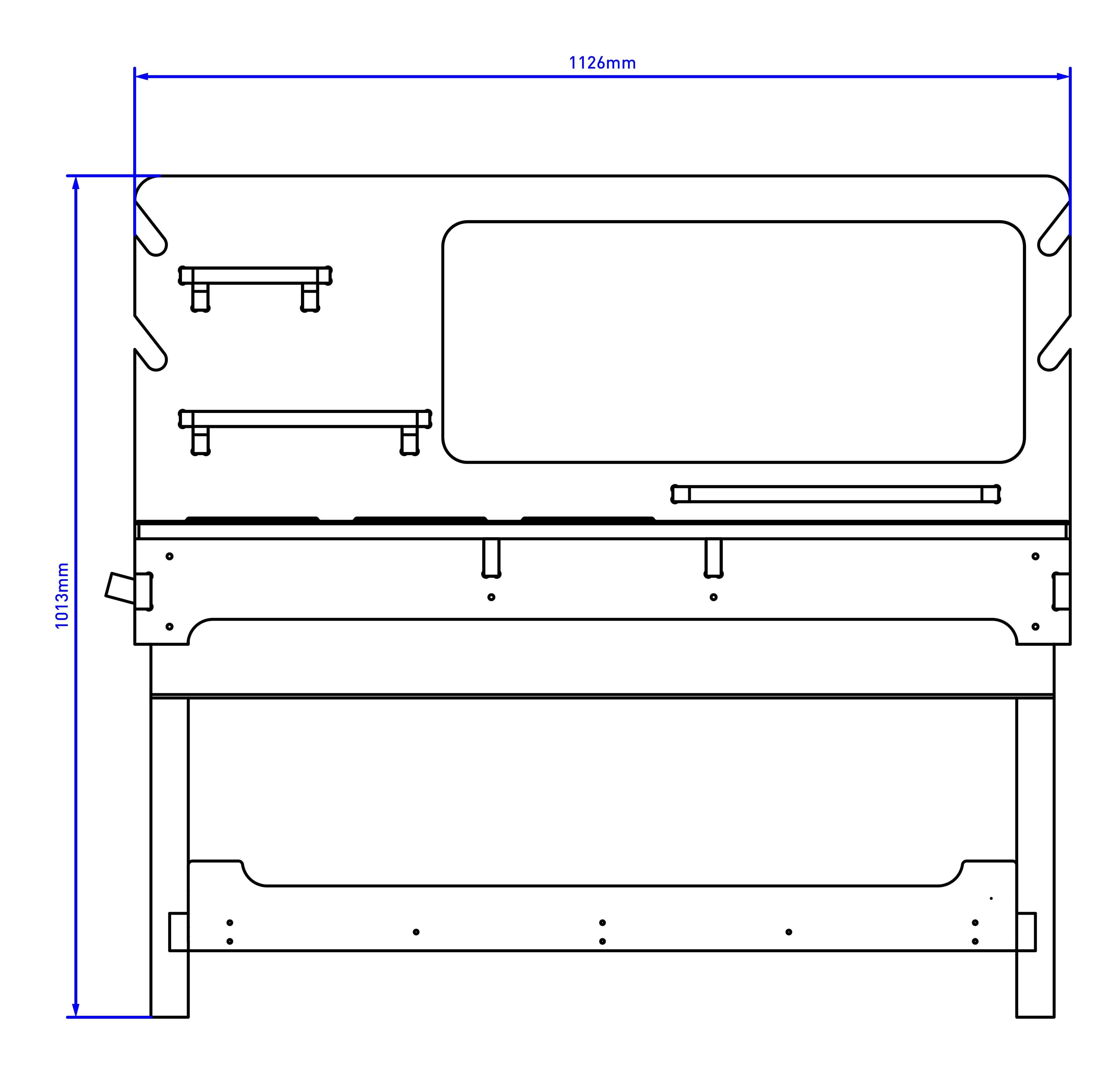2D render of Construction Table - elevation view 