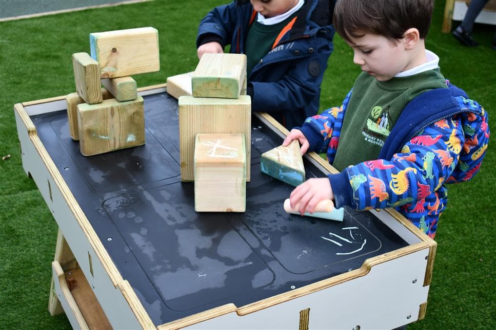 A close up of the construction workbench