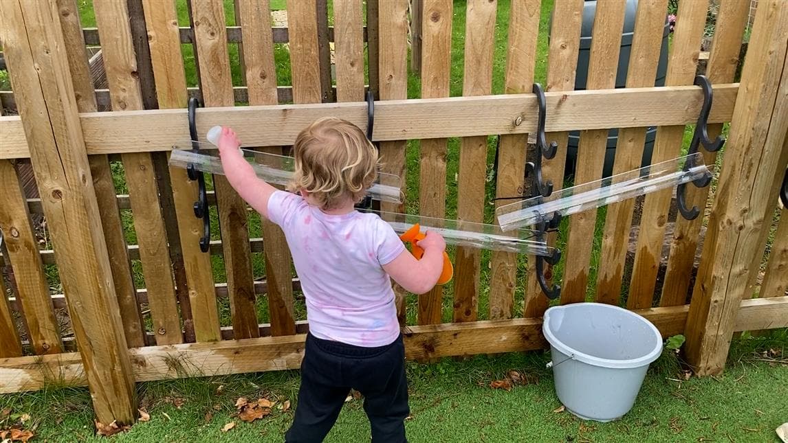 flexible water channel hooks and stands for early years playgrounds
