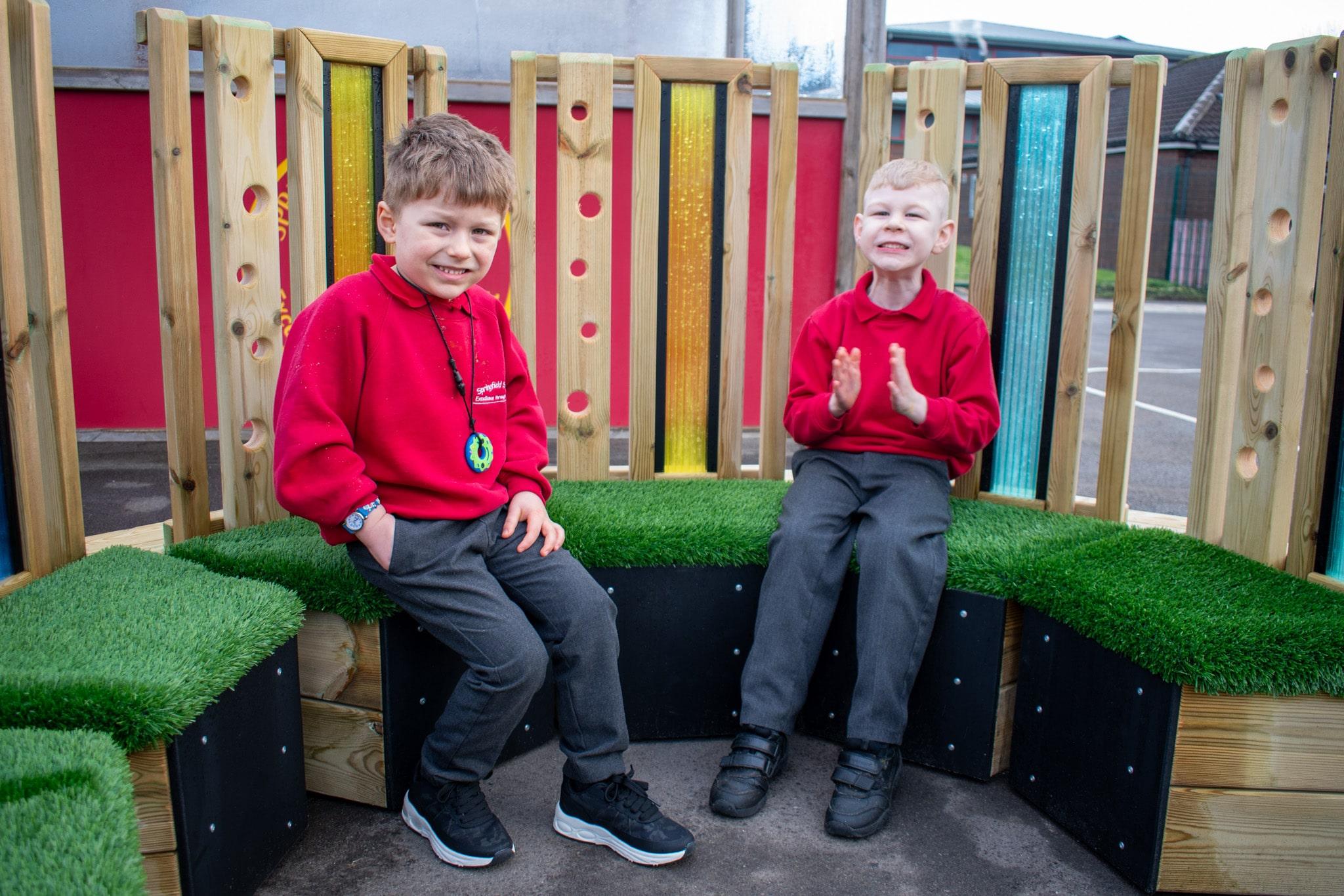 Two Boys Sat on Sensory Seating Circle