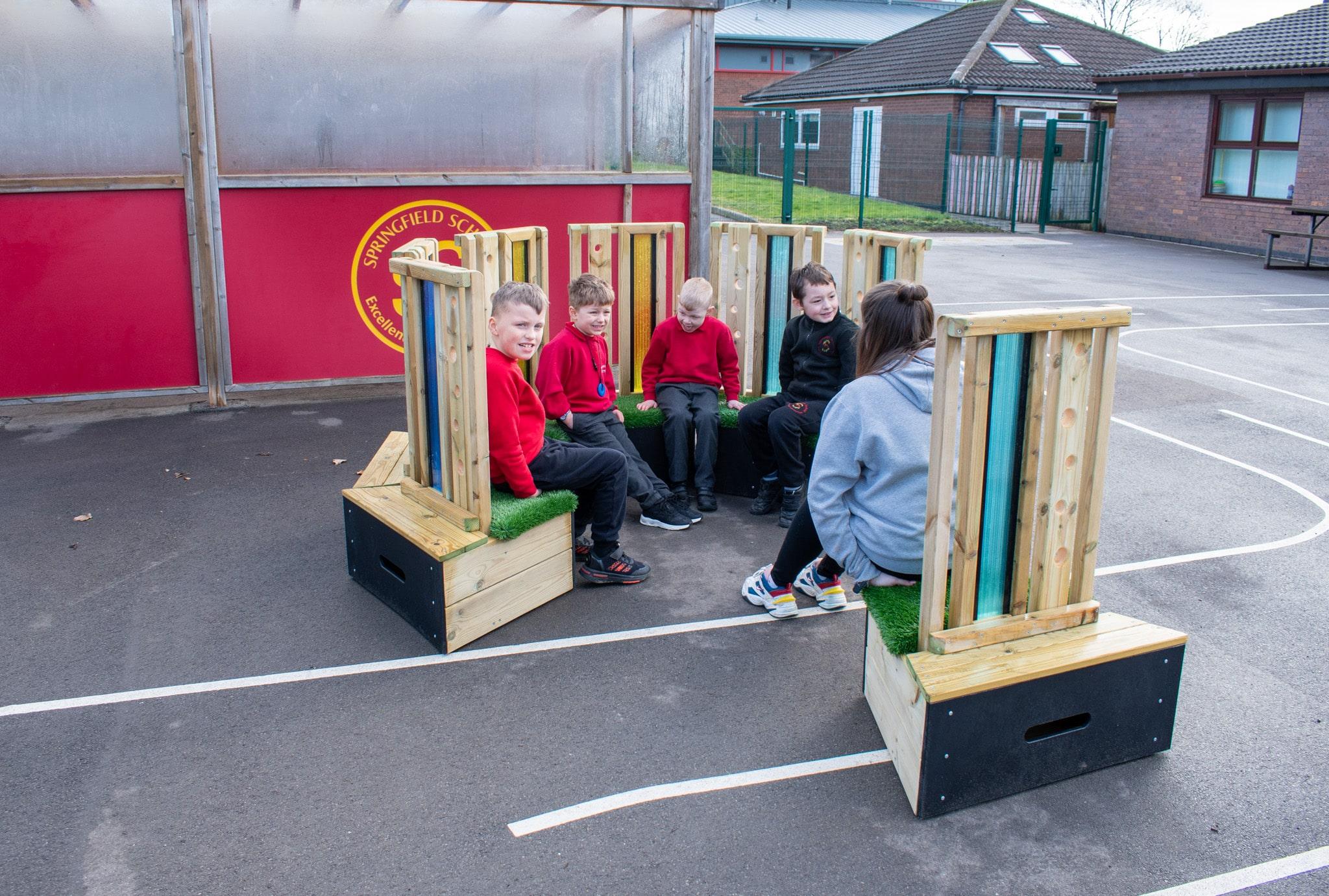 Teacher With Students on Sensory Seating Circle