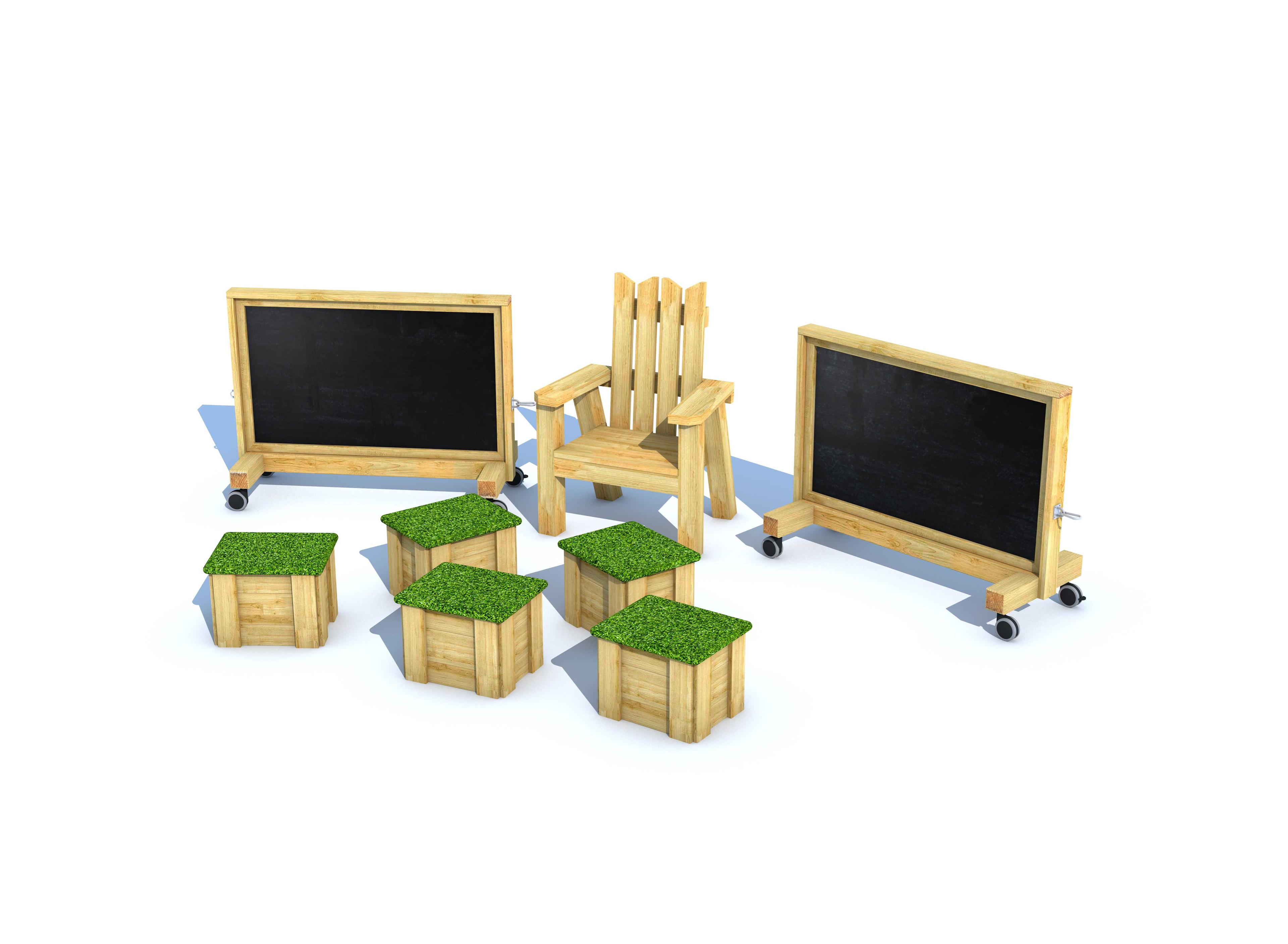 3D render image of the free-standing communication and language zone from Pentagon Play