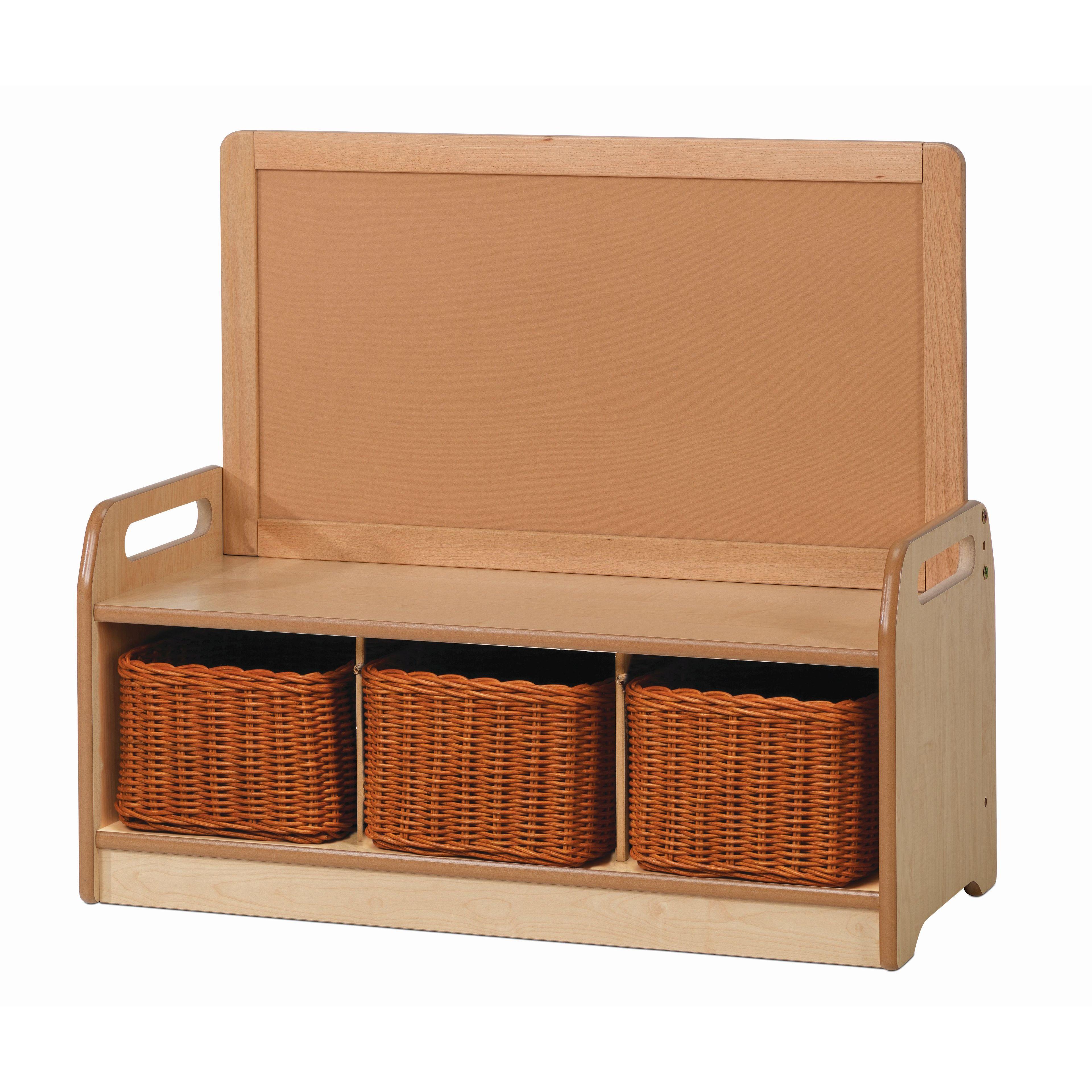 A Low Display Storage Unit with 3 Baskets, with a white background. 