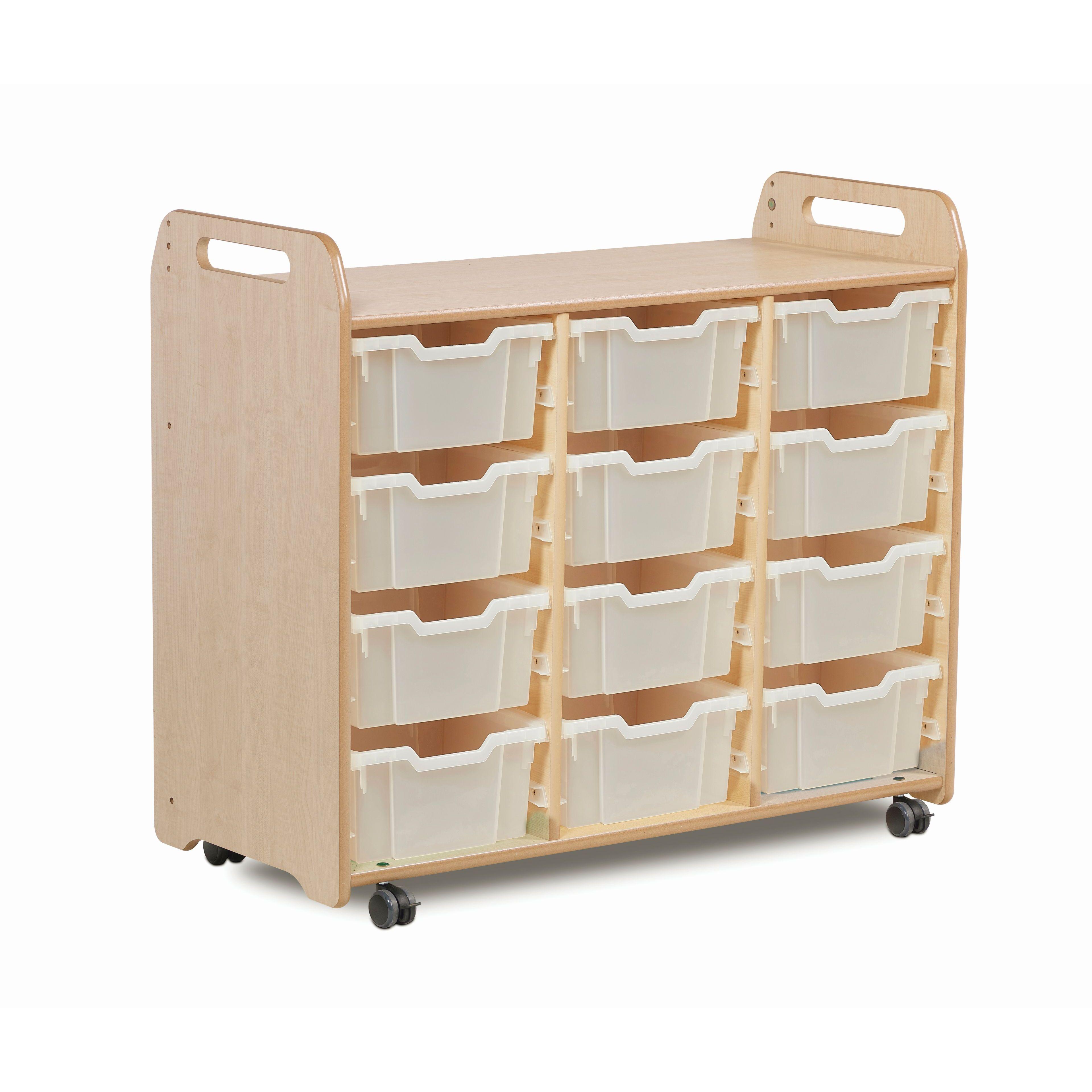 The Tray Storage Unit (900mm height) with 12 Deep Trays, with a white background.