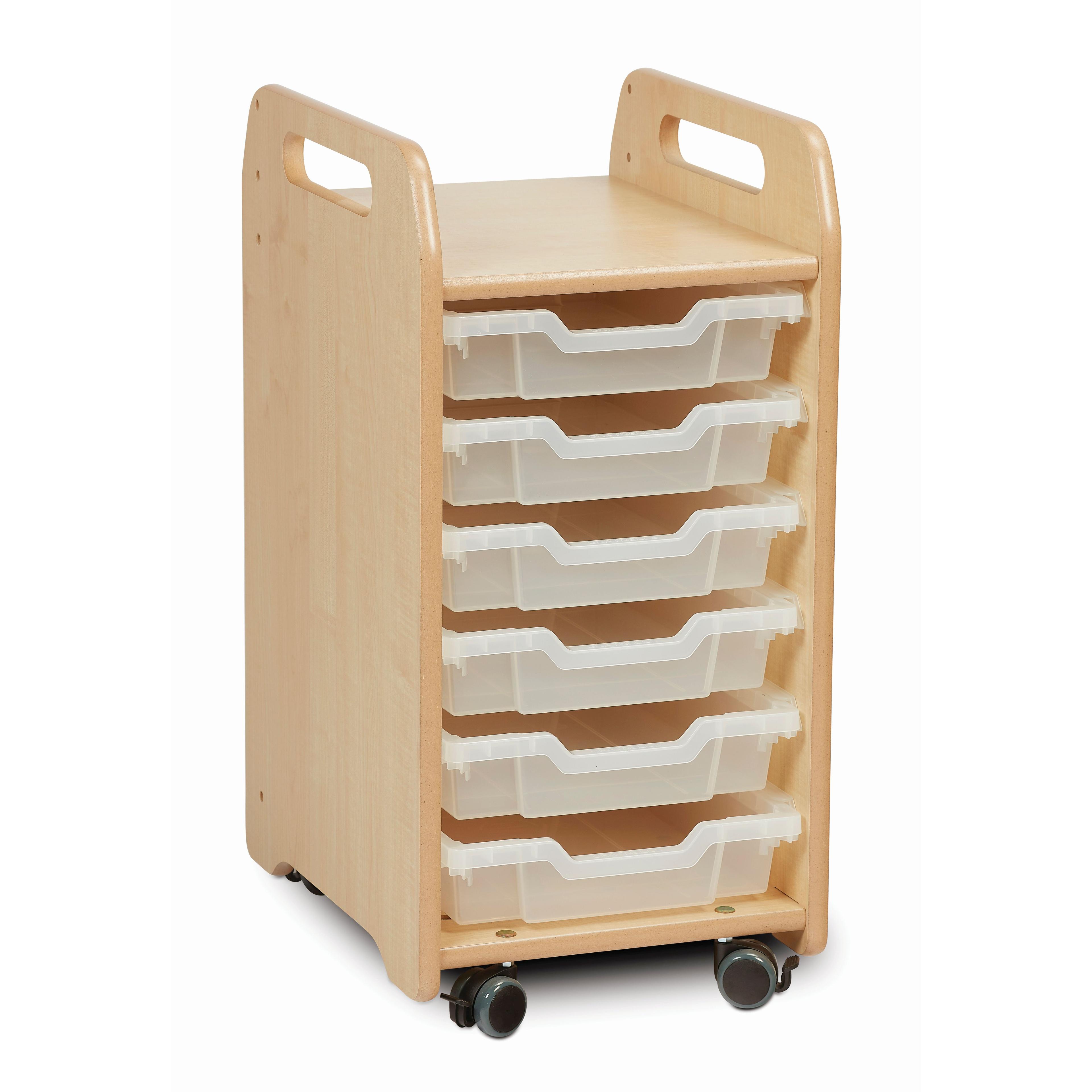 The Tray Storage Unit (1 column) with 6 Shallow Trays, with a white background.