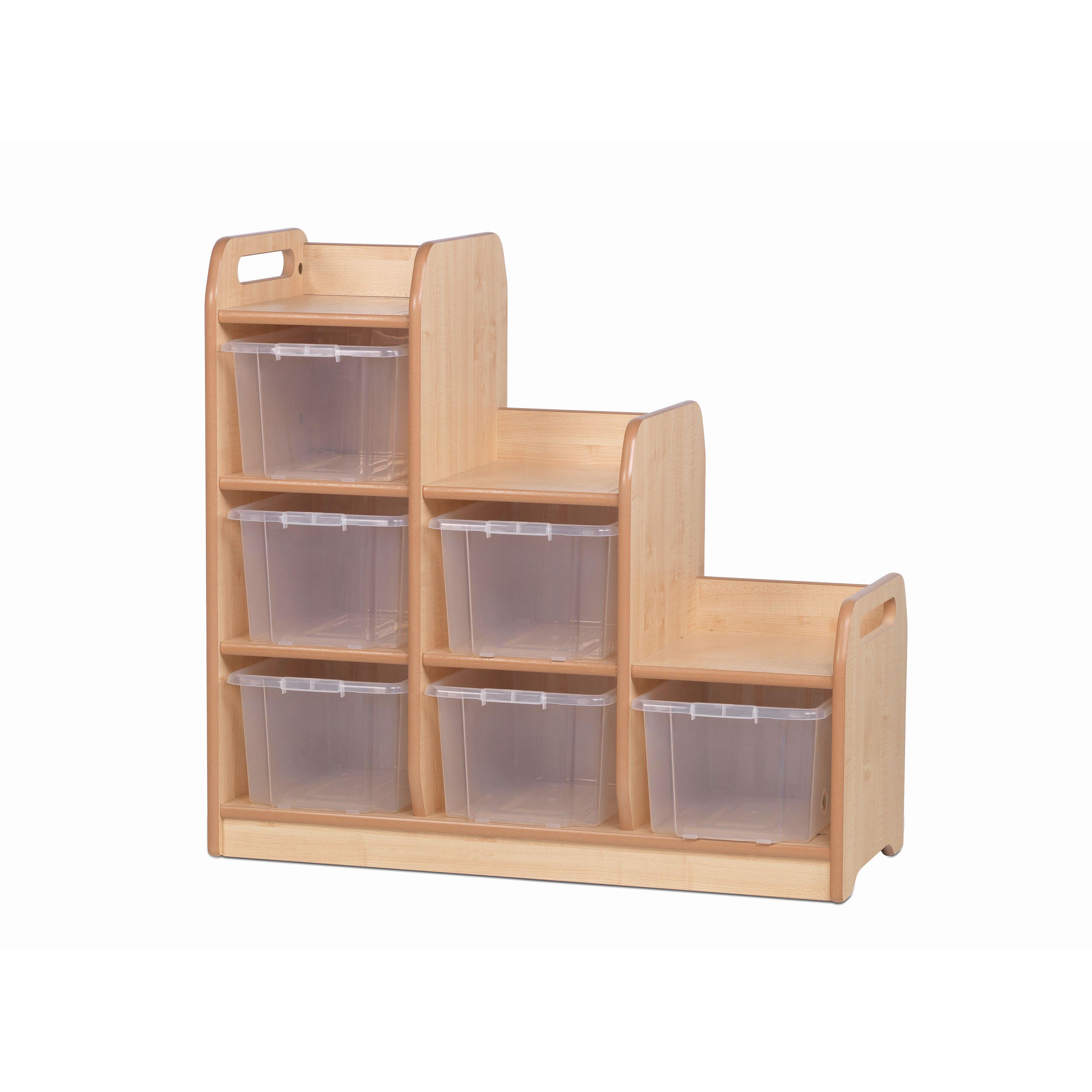 The Stepped Storage Left Hand with Clear Tubs, with a white background.