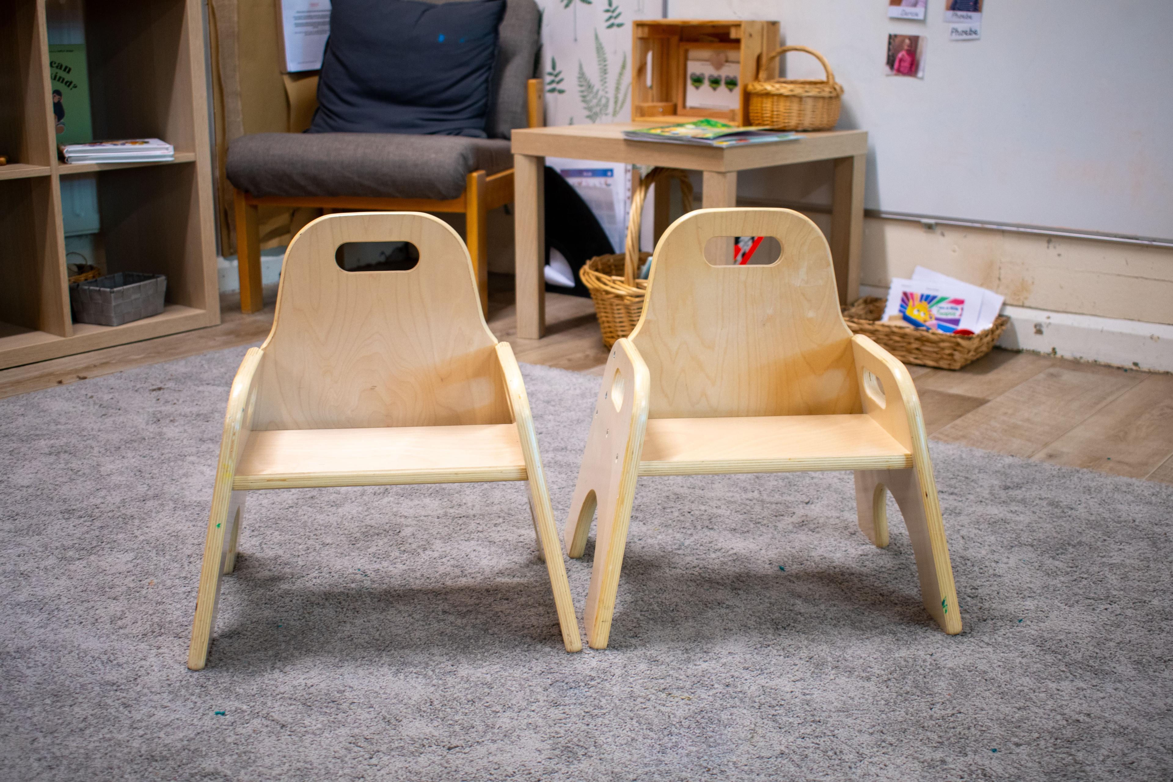 2 sturdy chairs within a nursery