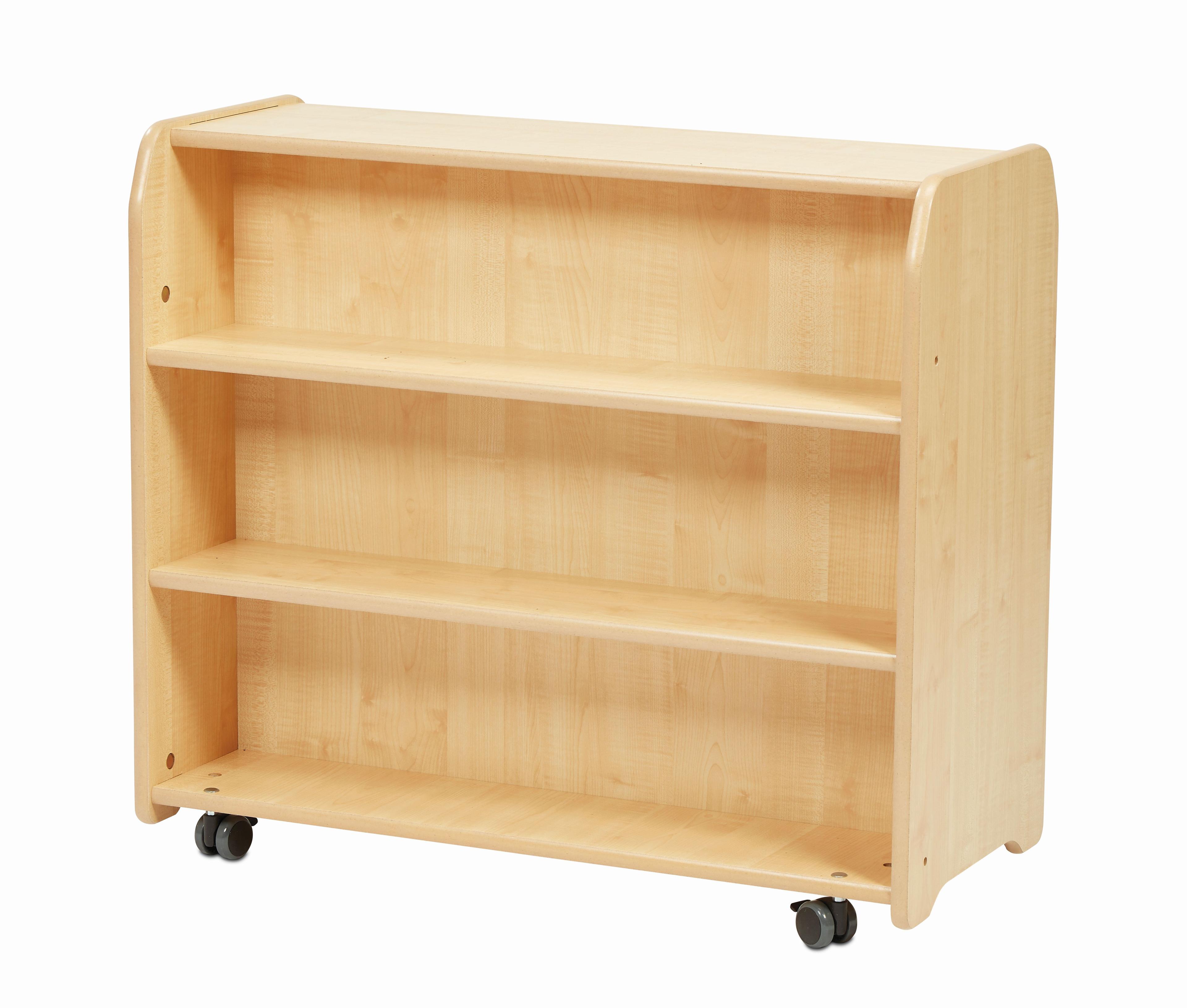 The back of the Mobile Double-sided Book Display, with a white background.  