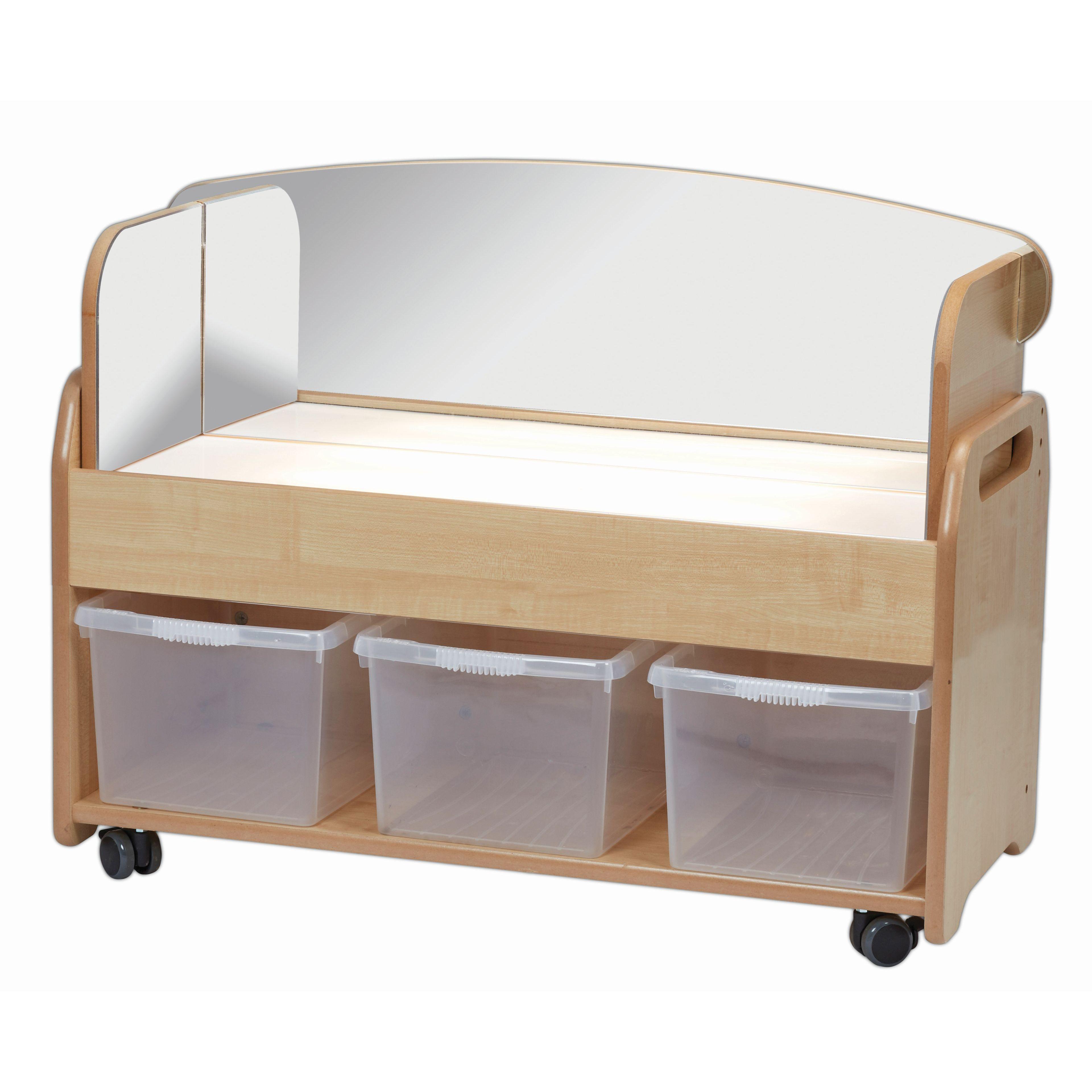 The Low Light Box Trolley Plus Mirror Surround, with a white background.  