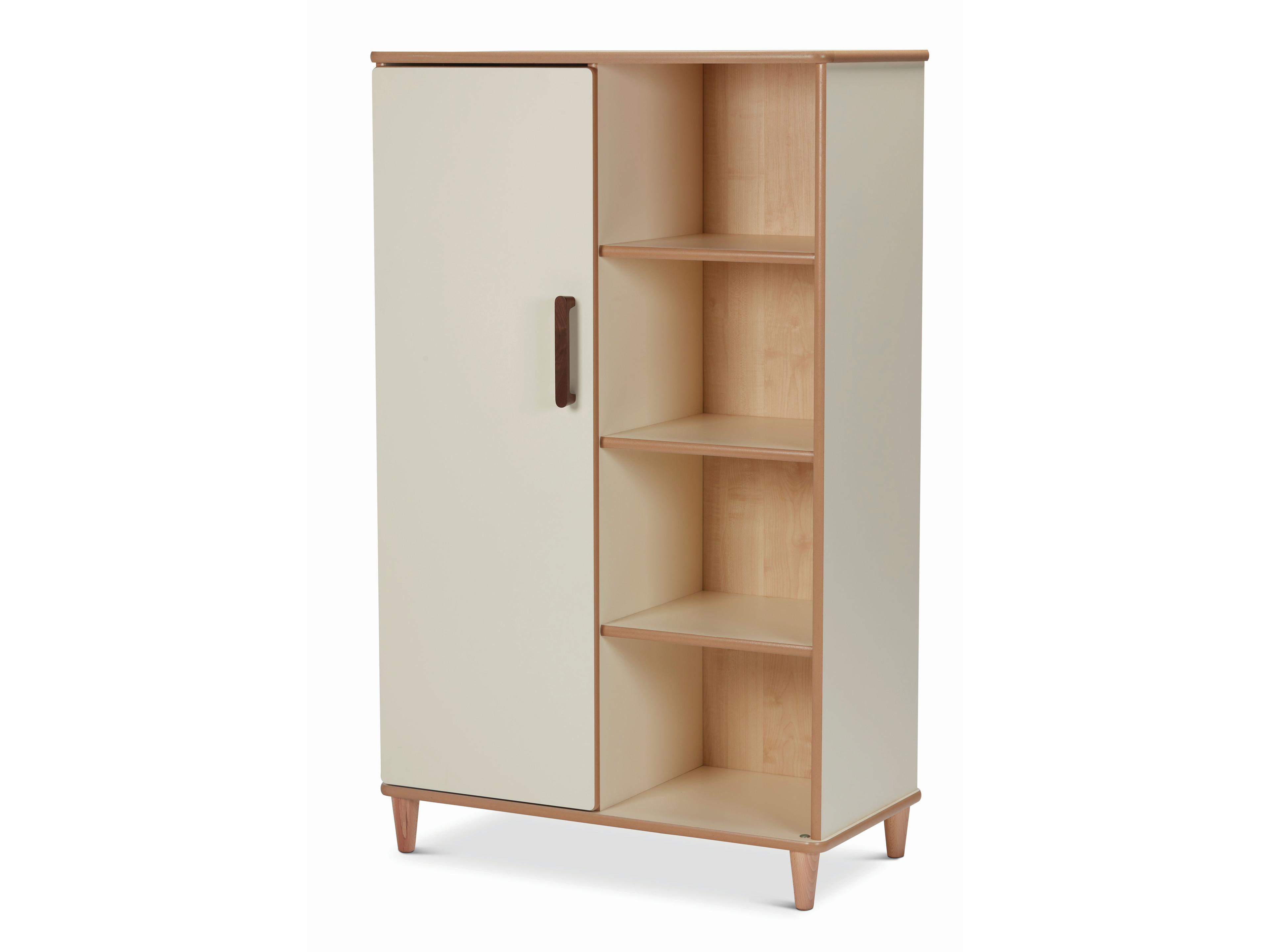 millhouse tall cupboard unit with one half being four cubed storage compartments