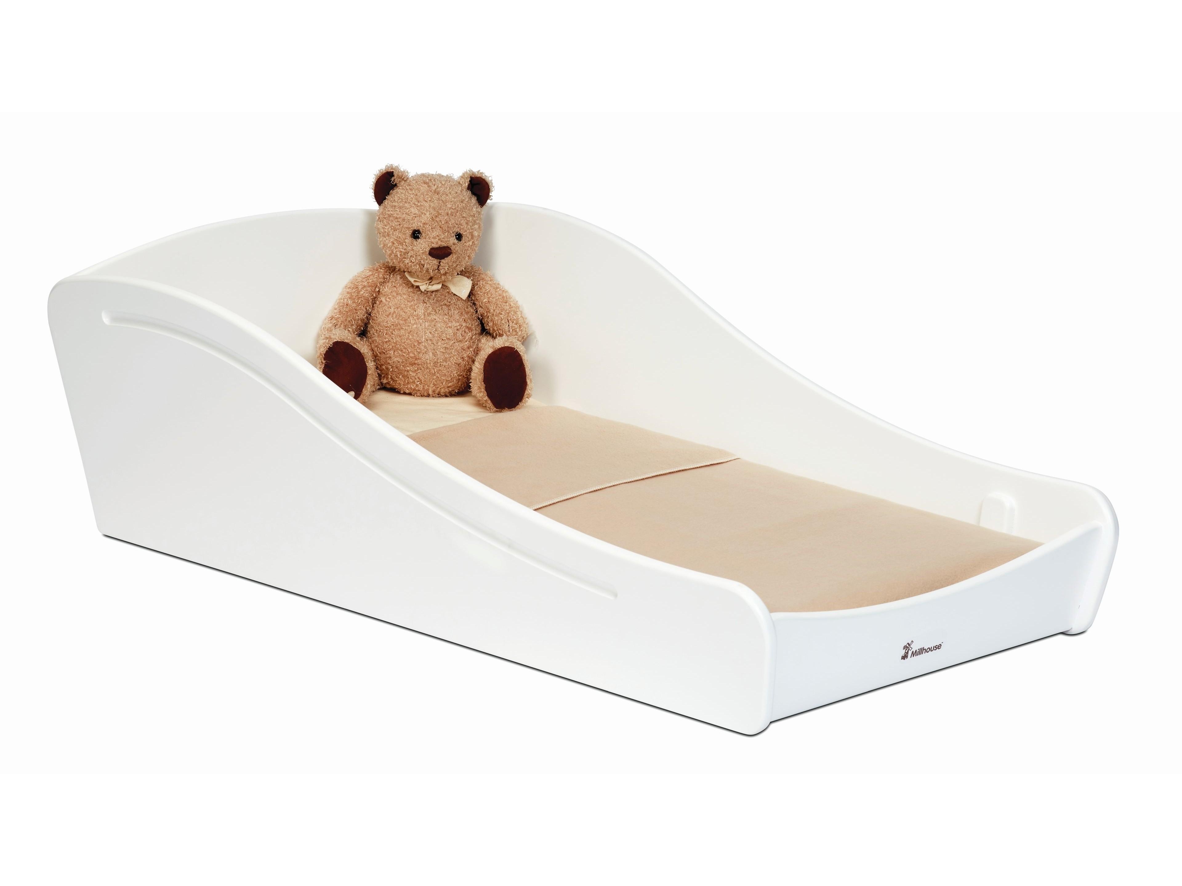 millhouse baby floor sleeping cot in white with mat and teddy 
