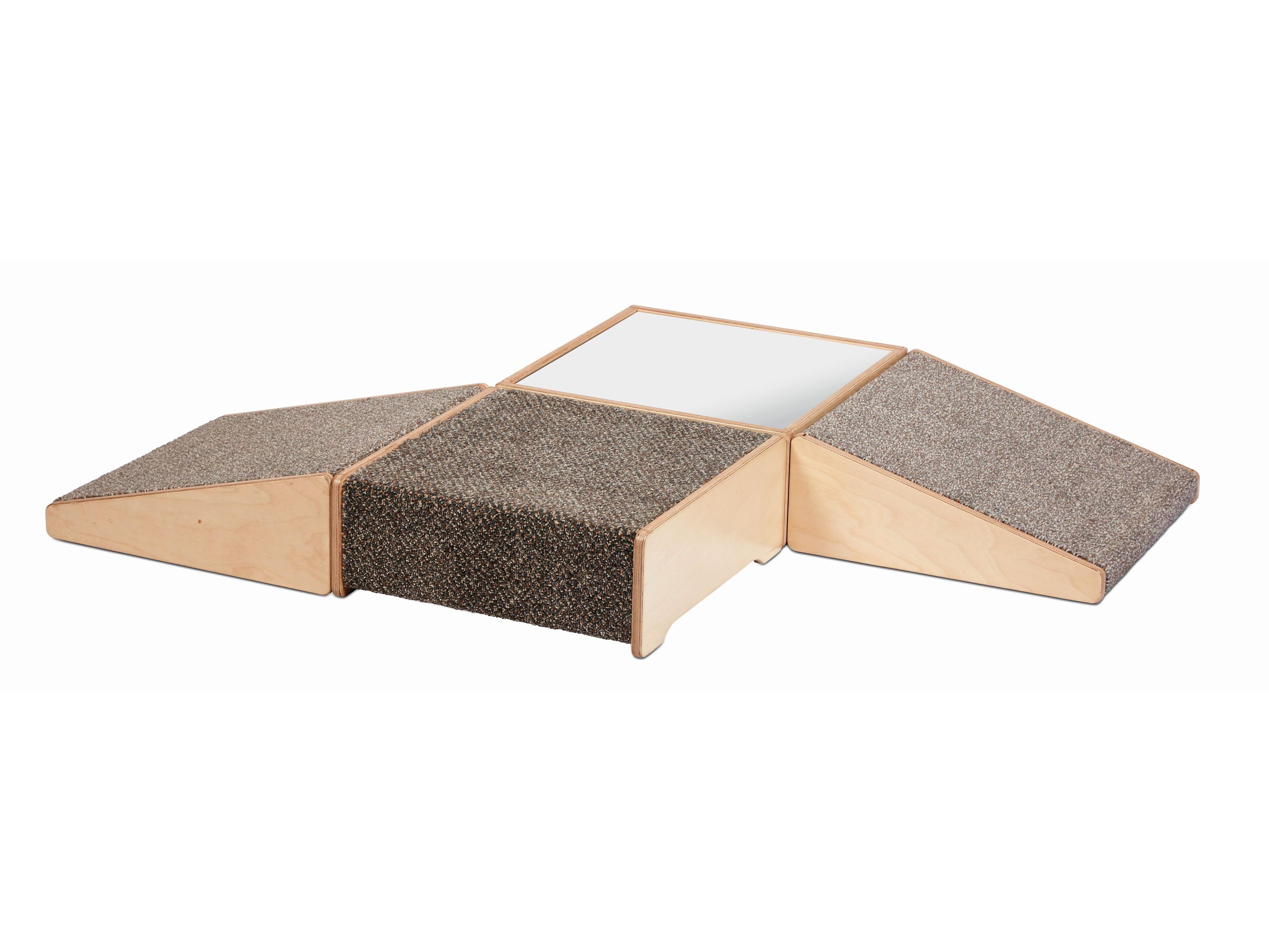 millhouse soft play zone with two slides and a mirrored top