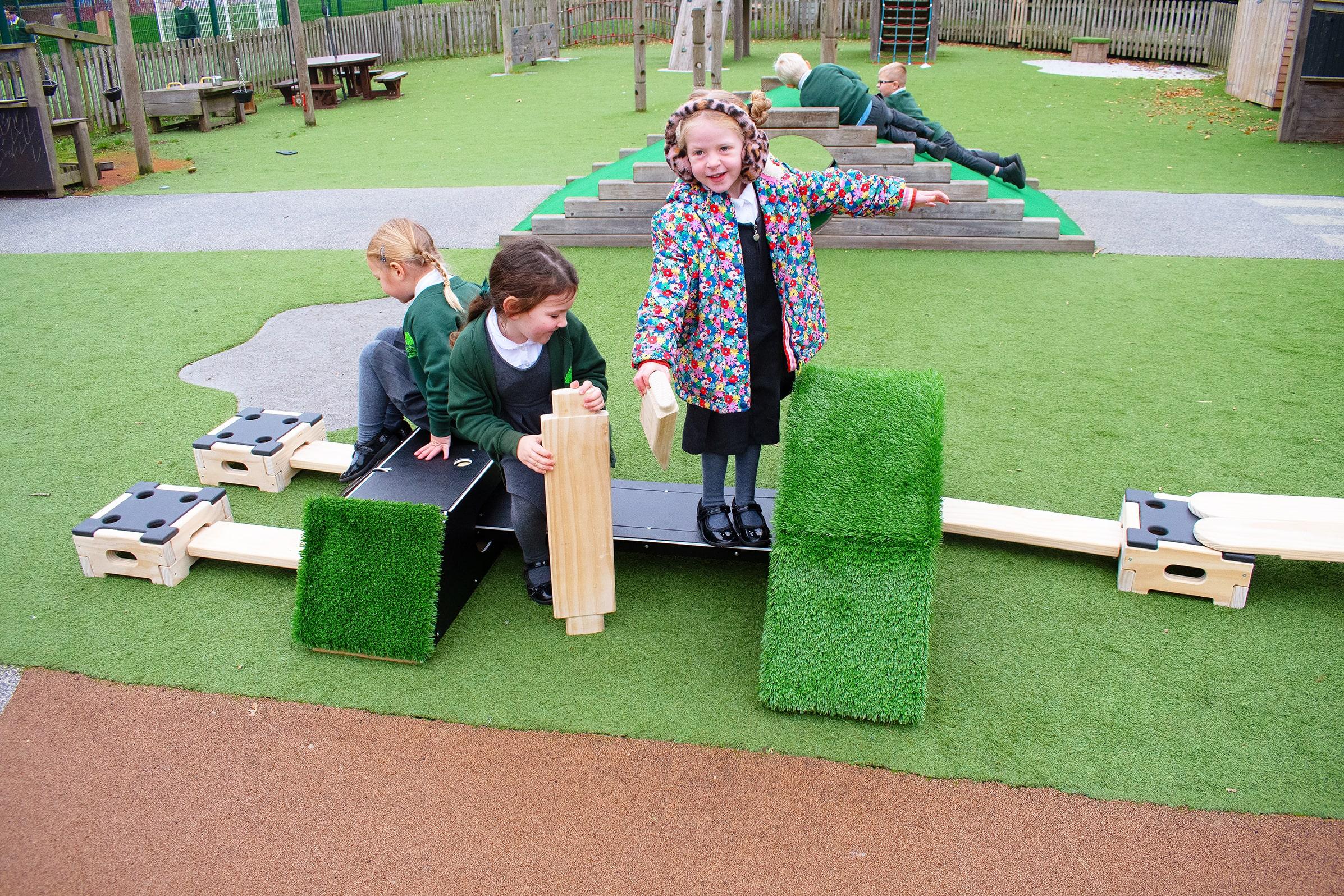 Children balancing on The Rockies, which are part of The Sports Premium Ultimate Balance and Coordination Package