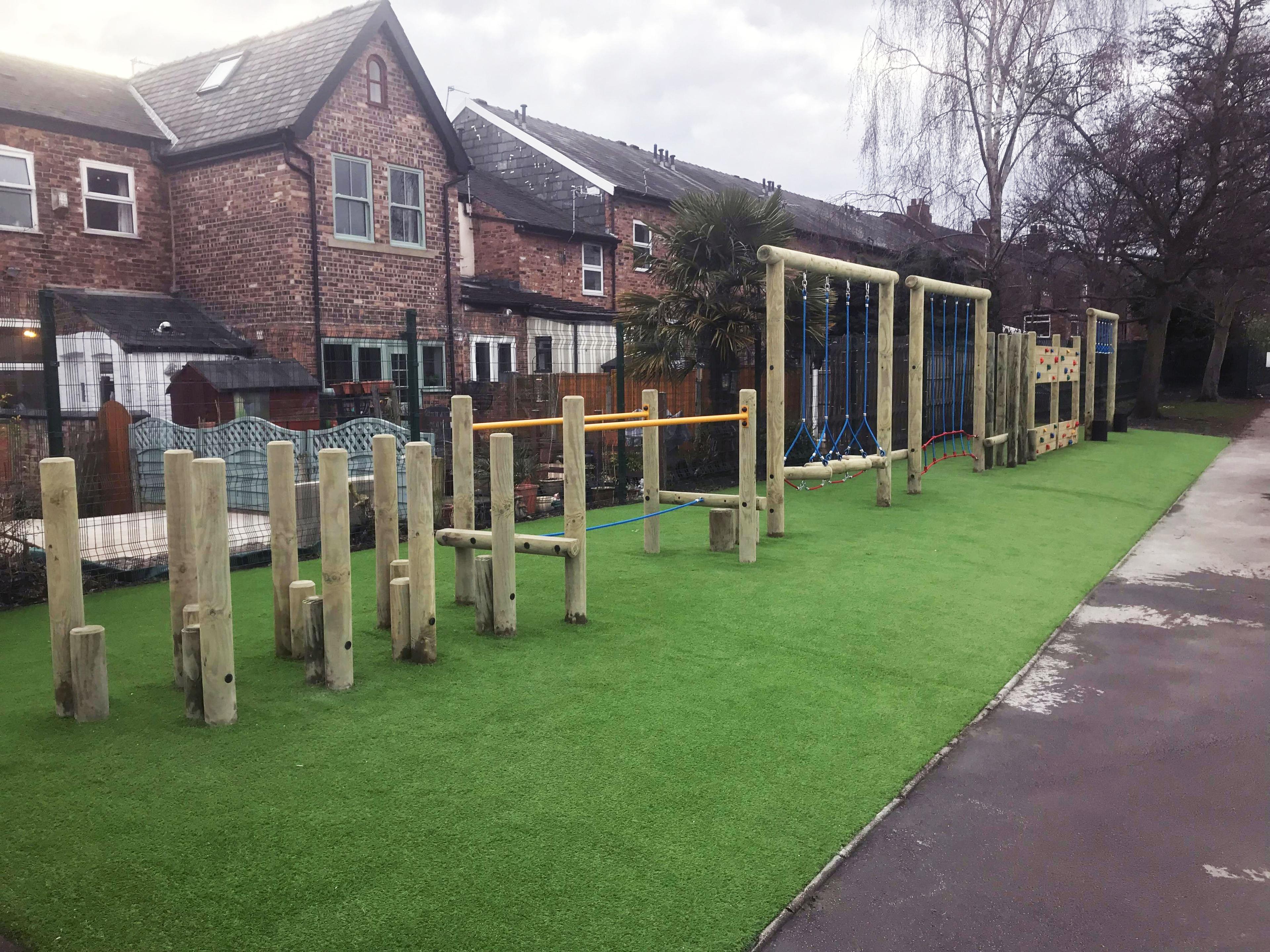 wooden trim trails for schools