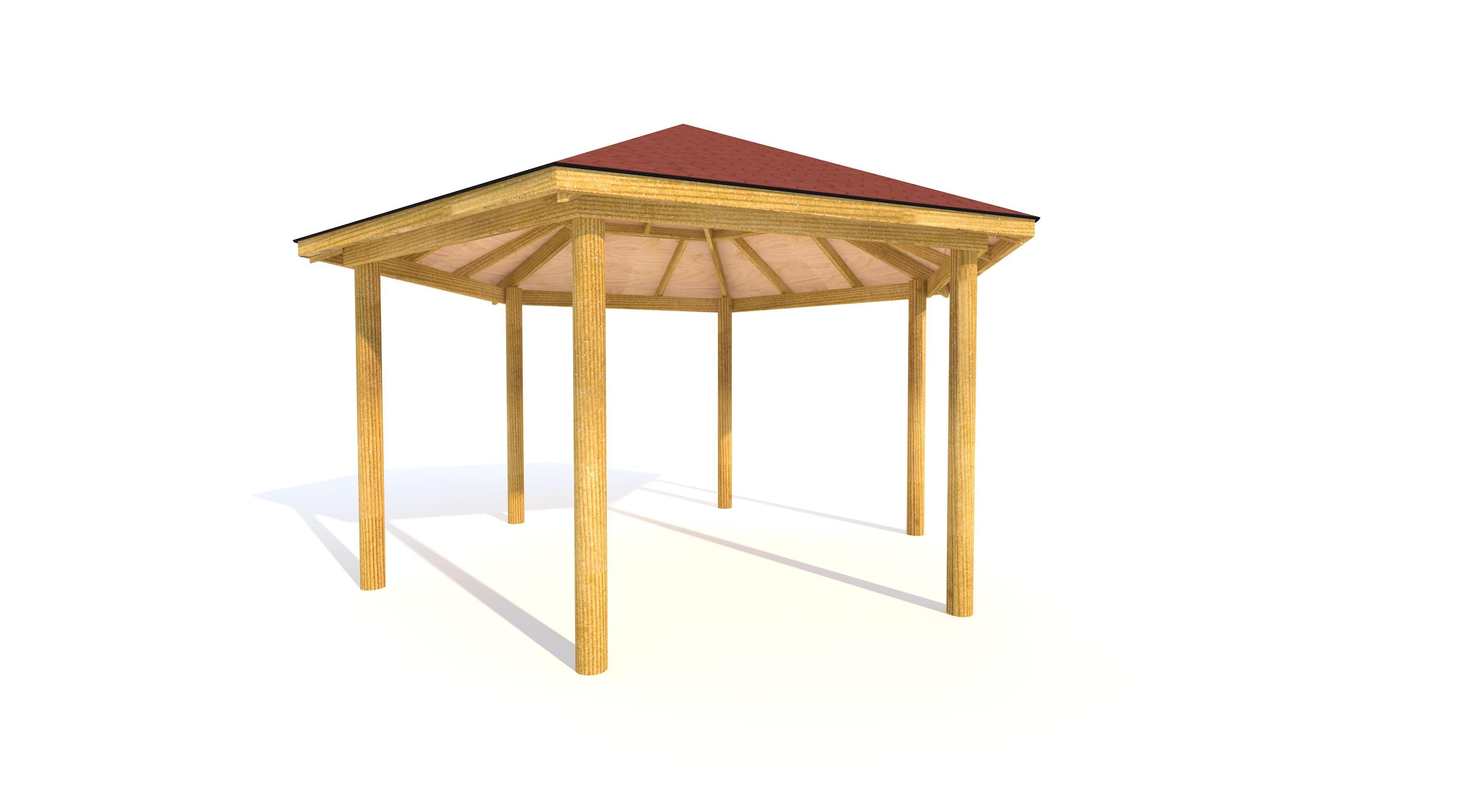 5m Wooden Gazebo 3d render