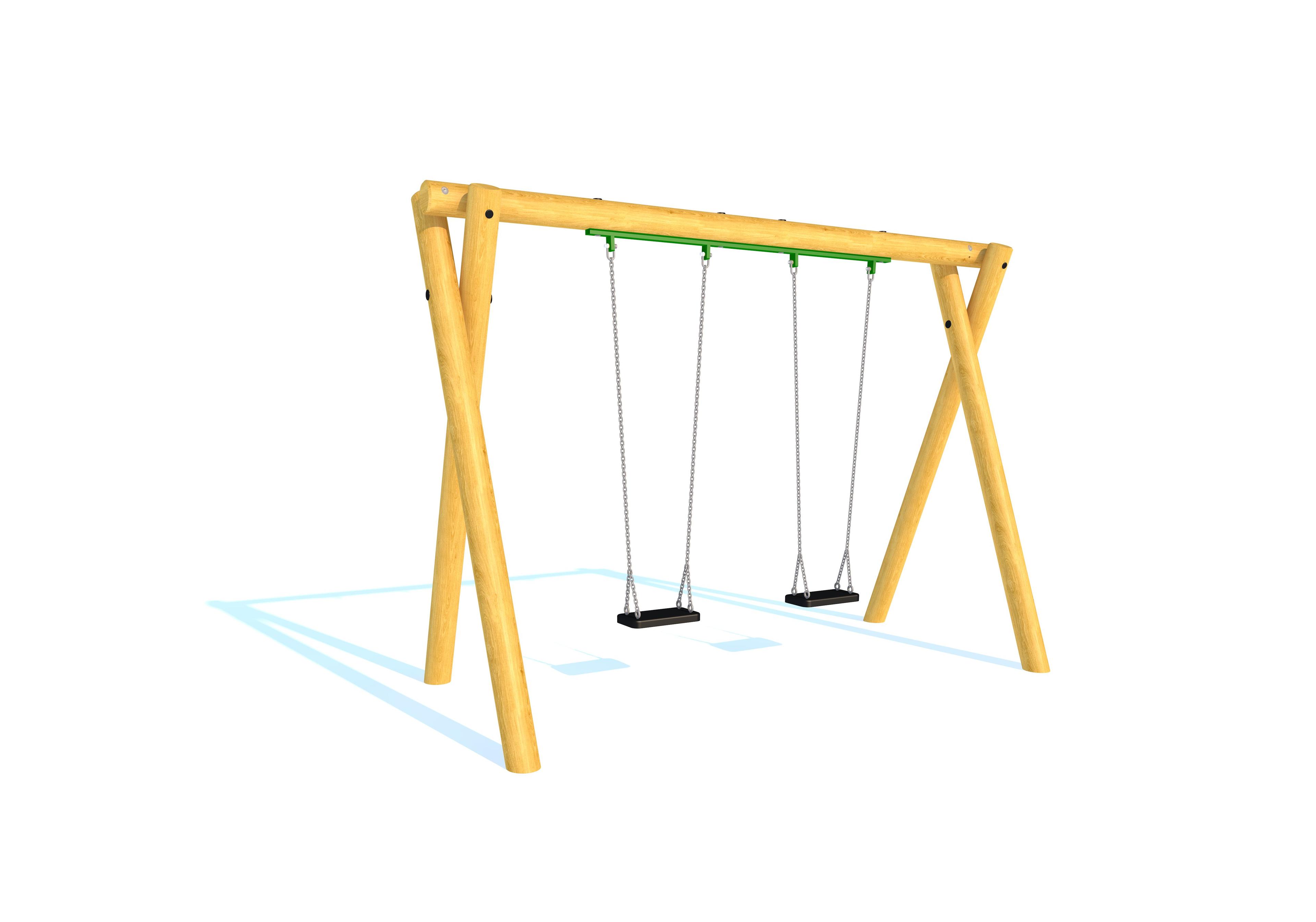 Render of Timber Swing with Two Flat Seats
