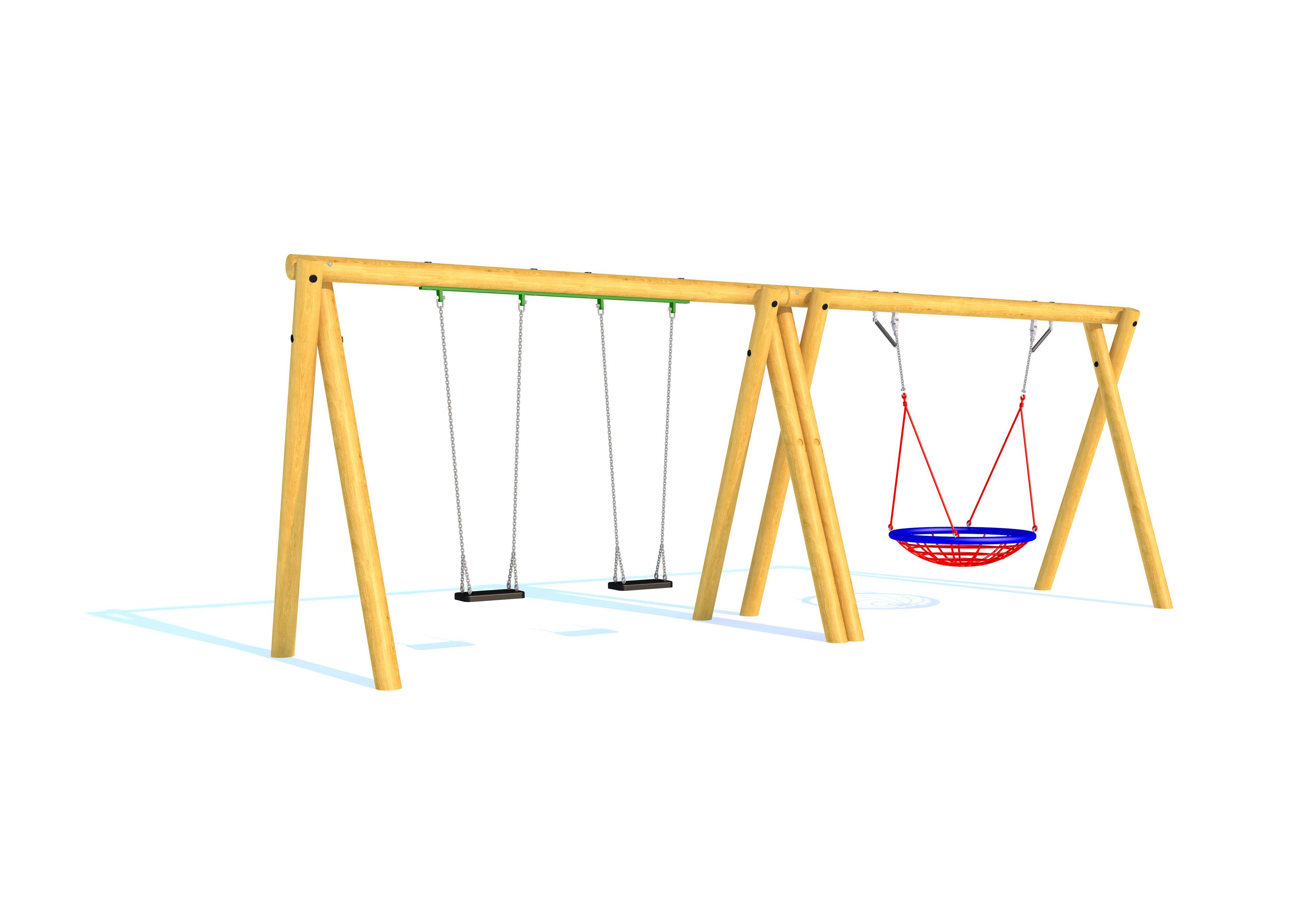 Render of Swing with Two Flat Seats and Group Seat