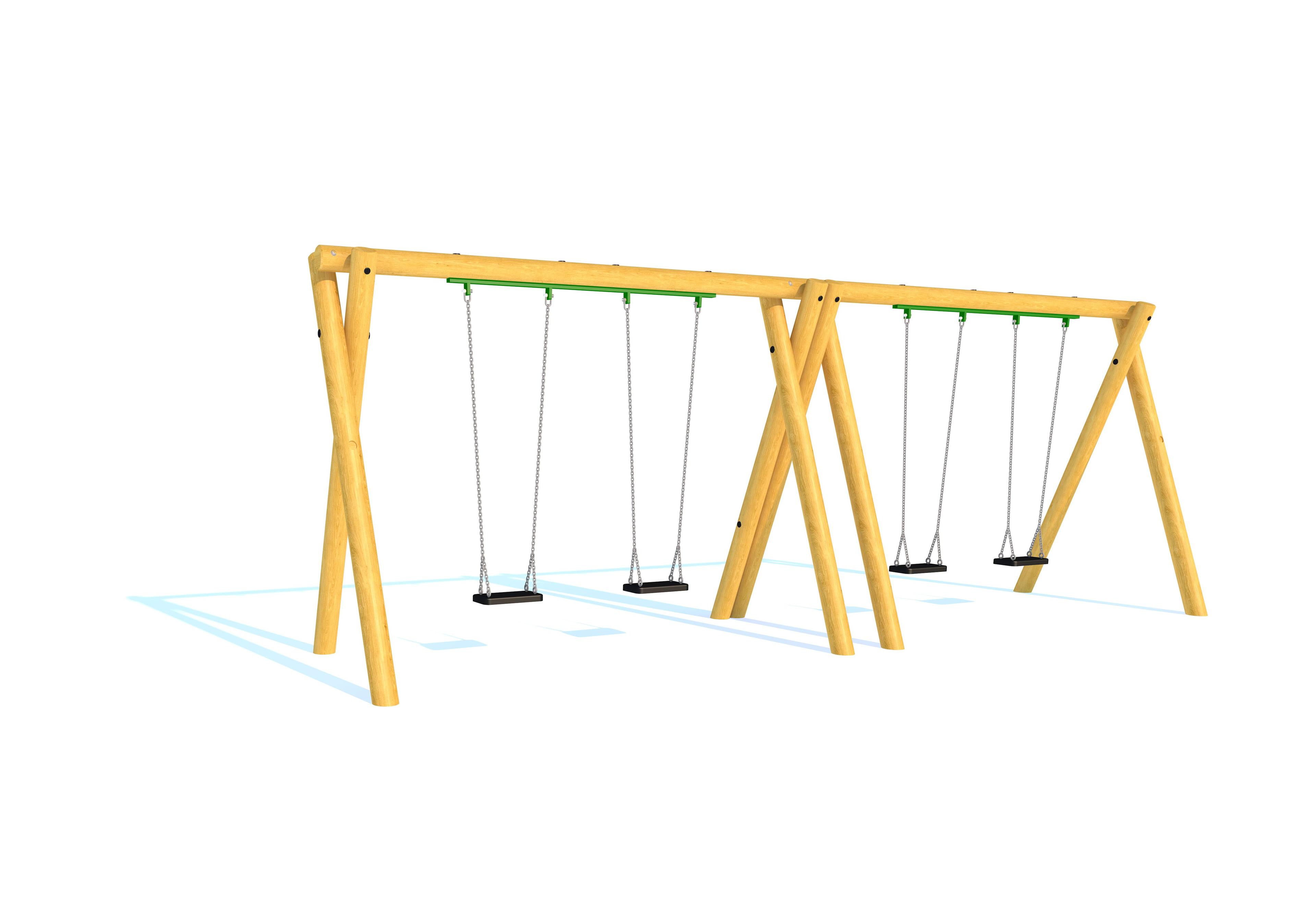 Render of swing with four flat seats