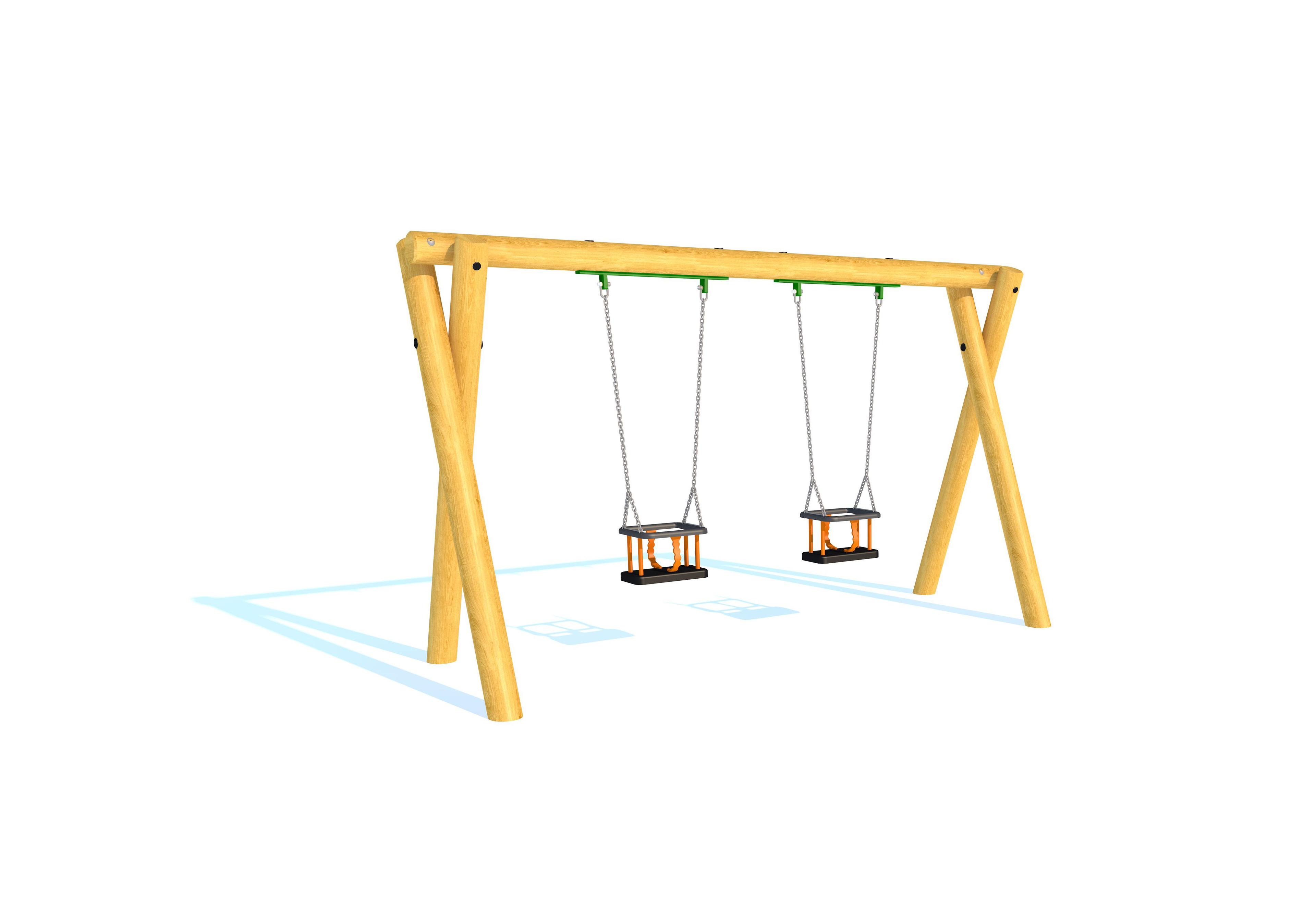 Render of swing with two cradle seats