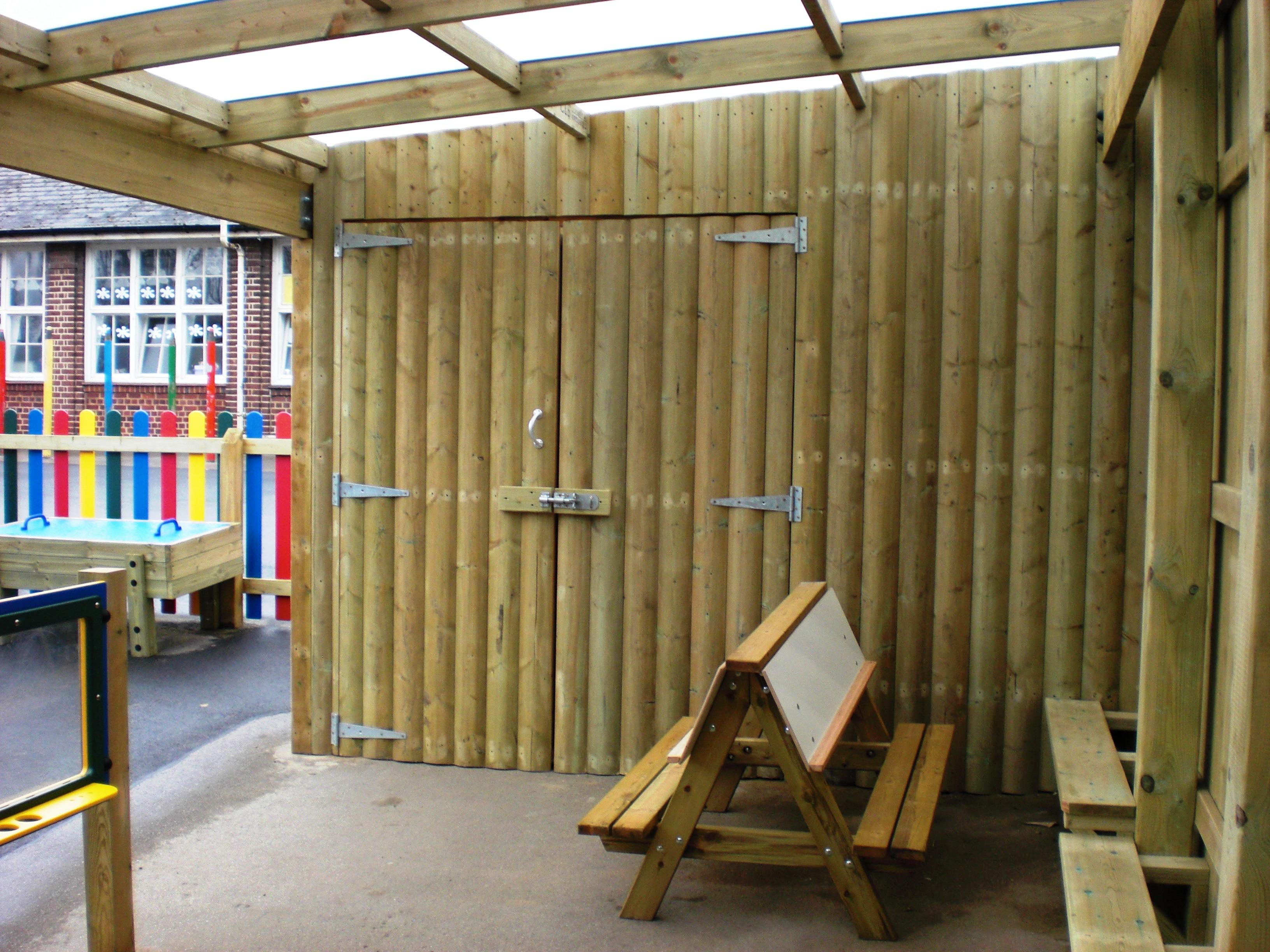School Canopy with Cladding, Glazing and Storage Area from Pentagon Play.