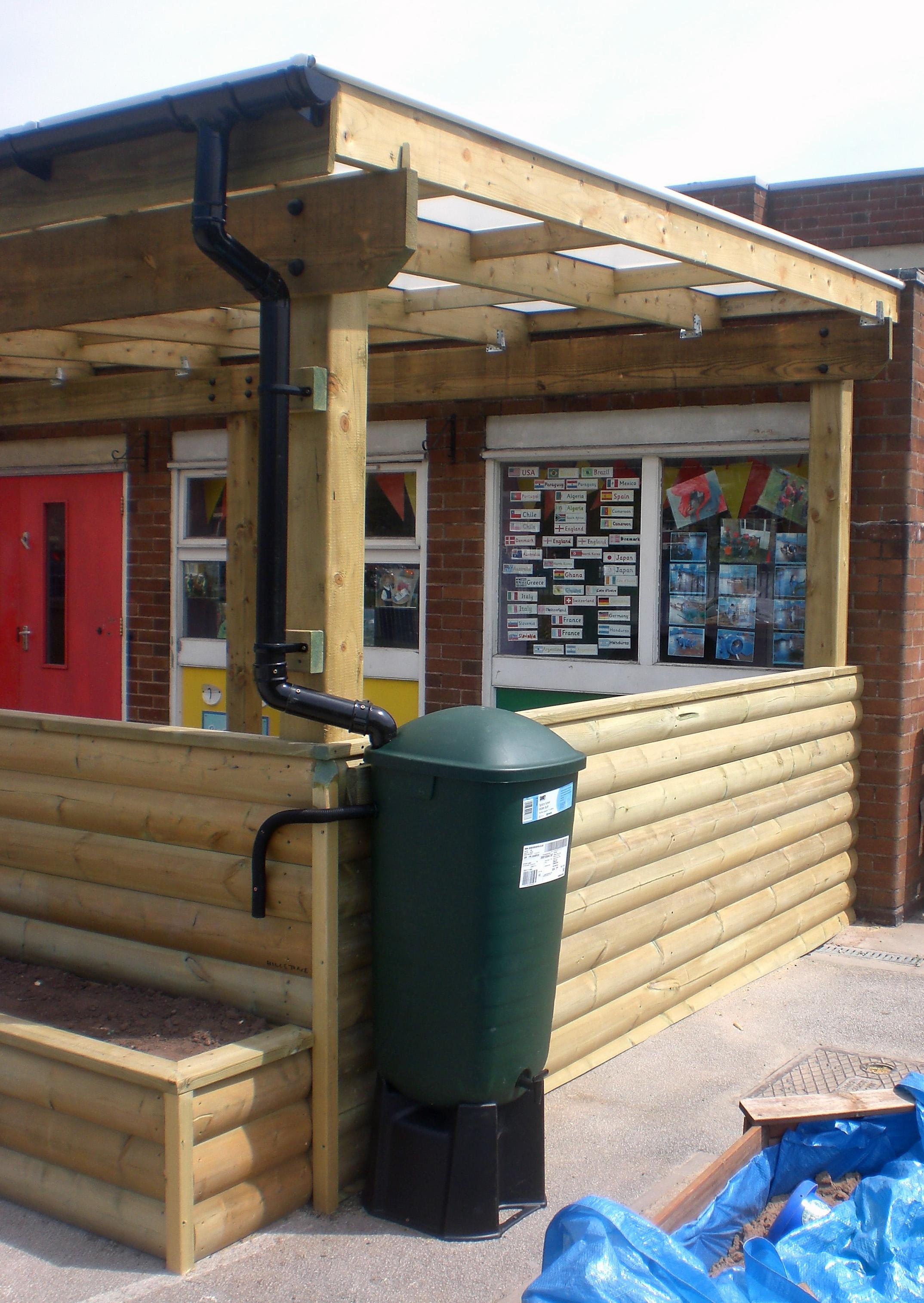 Wooden gazebo.