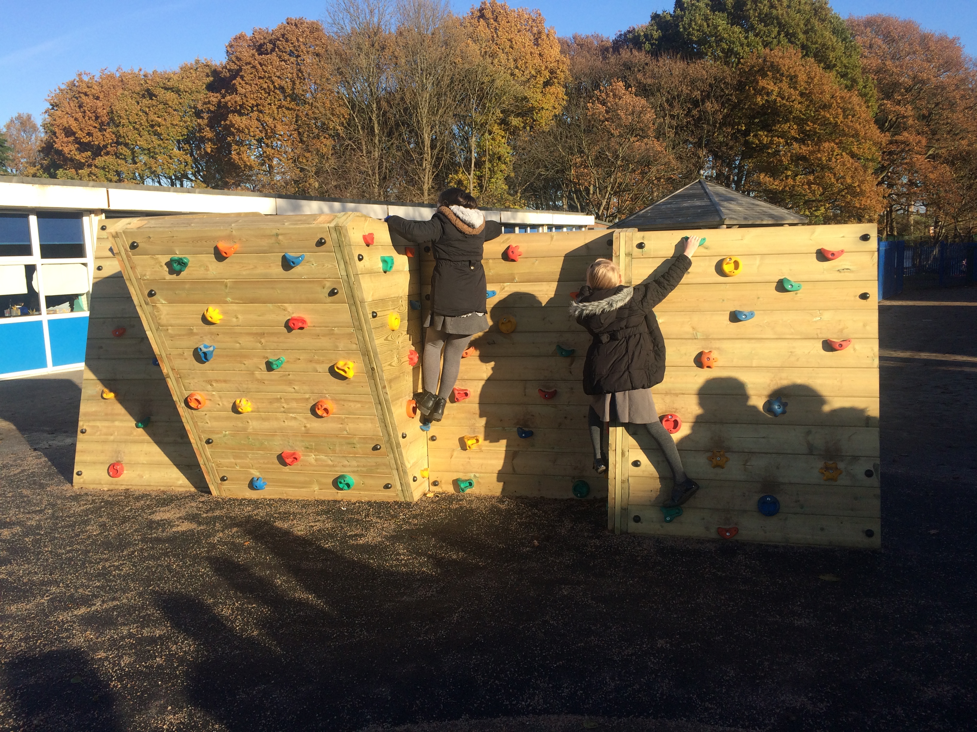 traversing climbing wall for schools