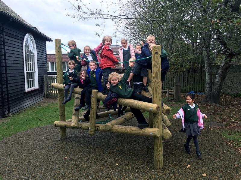 Log climbing frame for schools