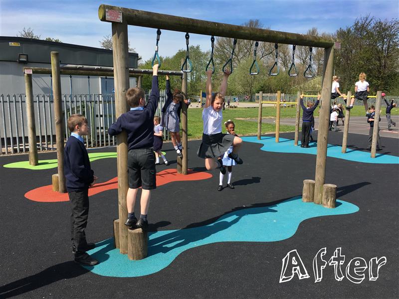 Playground Surfacing around school playground equipment 