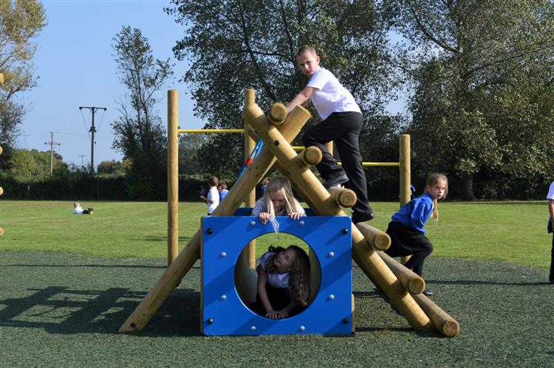 Log Net Climber with Tunnel - Playground Equipment