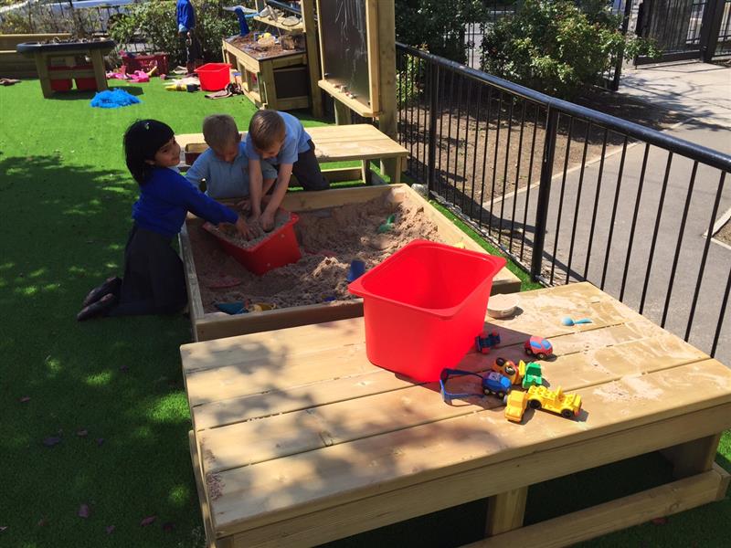 Sand box that promotes free play