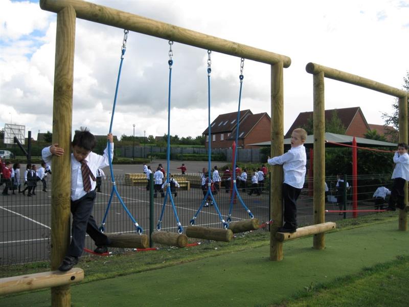 A Trim trail with swinging log