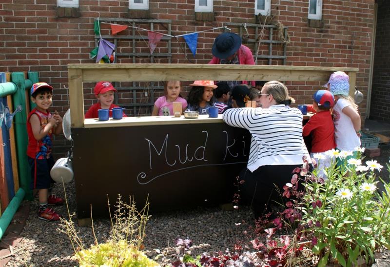 A Mud Kitchen ideal for baking lesson incorporating heavy work activities 