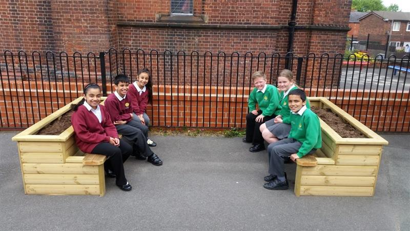 School Playground Benches - Straight Planter Bench