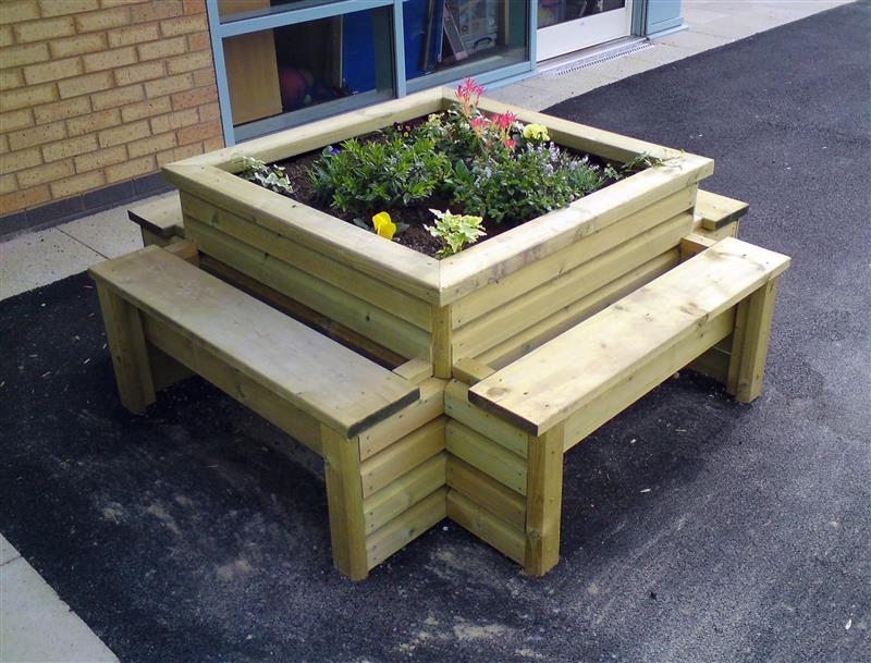 Quad Seat Planter Bench for School Playgrounds