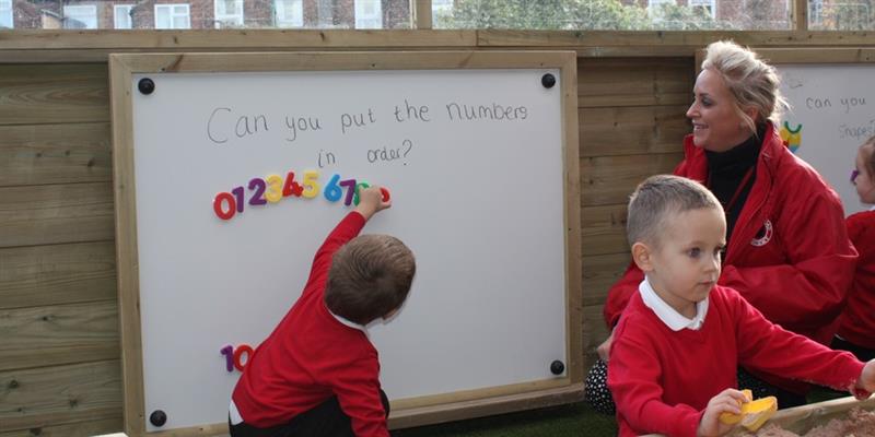 Outdoor whiteboard for playground maths