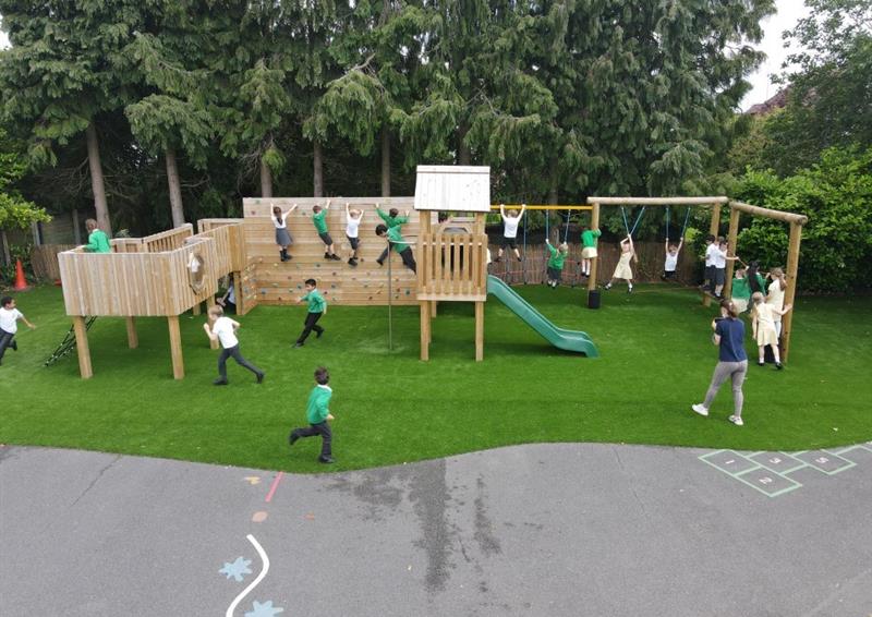 children climbing on our framlingham tower climber