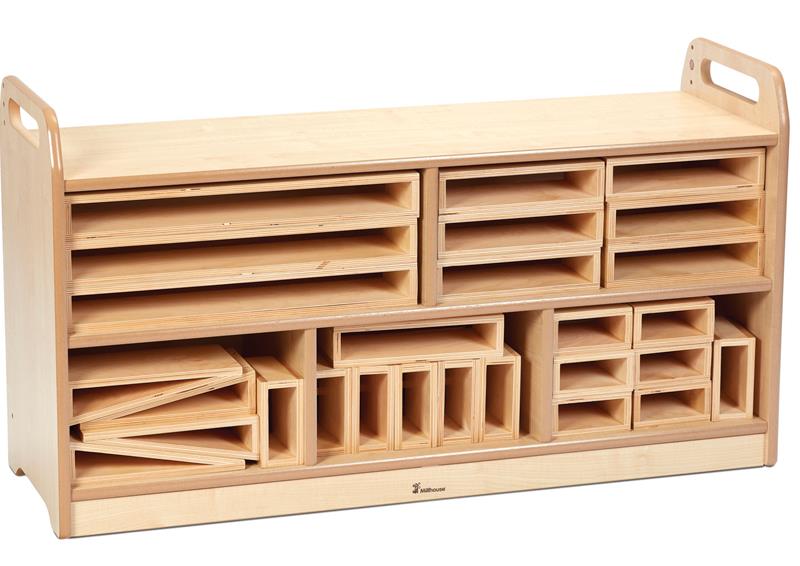 The Hollow Blocks are neatly Stored in the Unit with Back, on a white background.